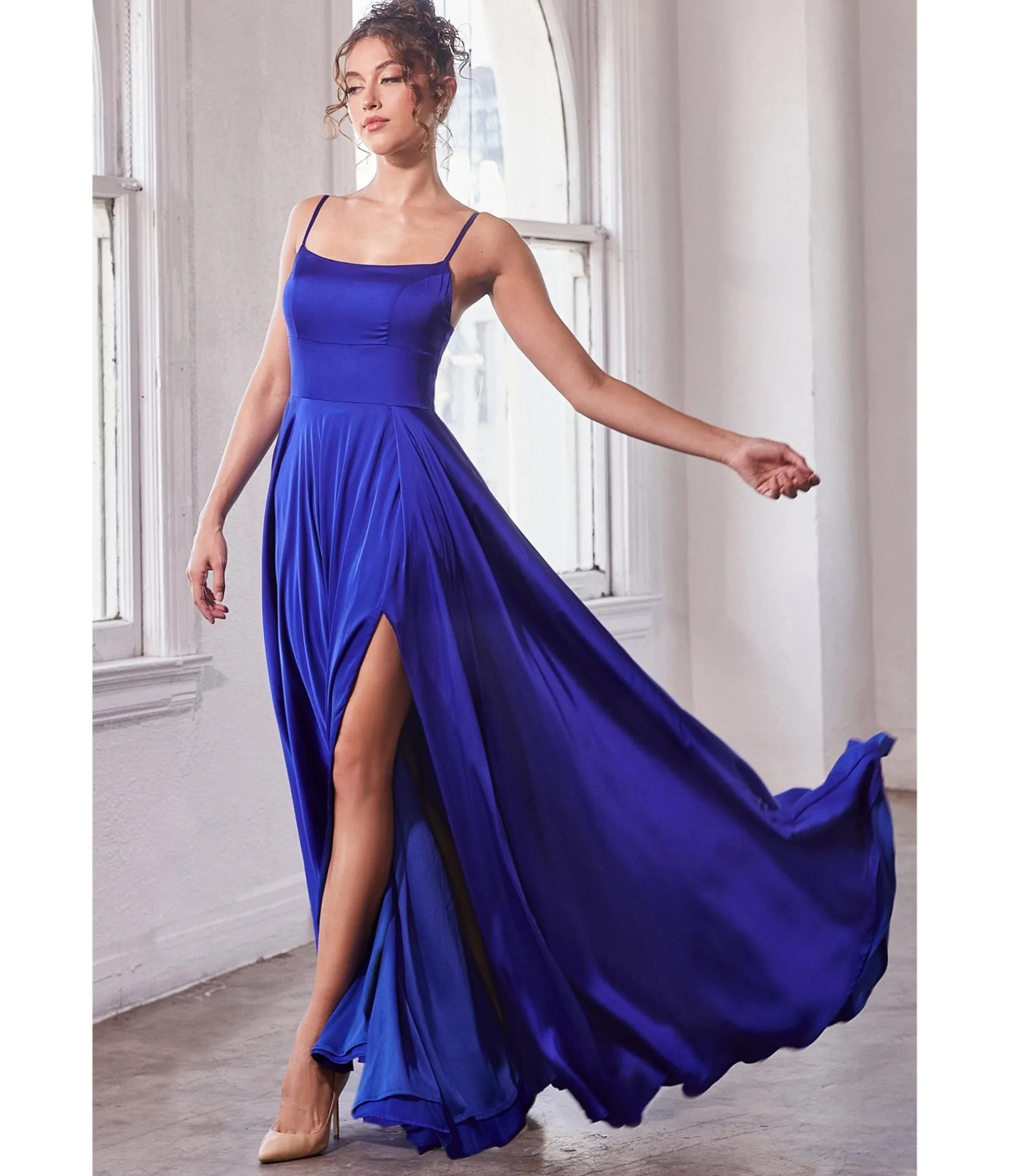 Unique Vintage Cinderella Divine Royal Blue Satin A Line Bridesmaid Dress Cheap