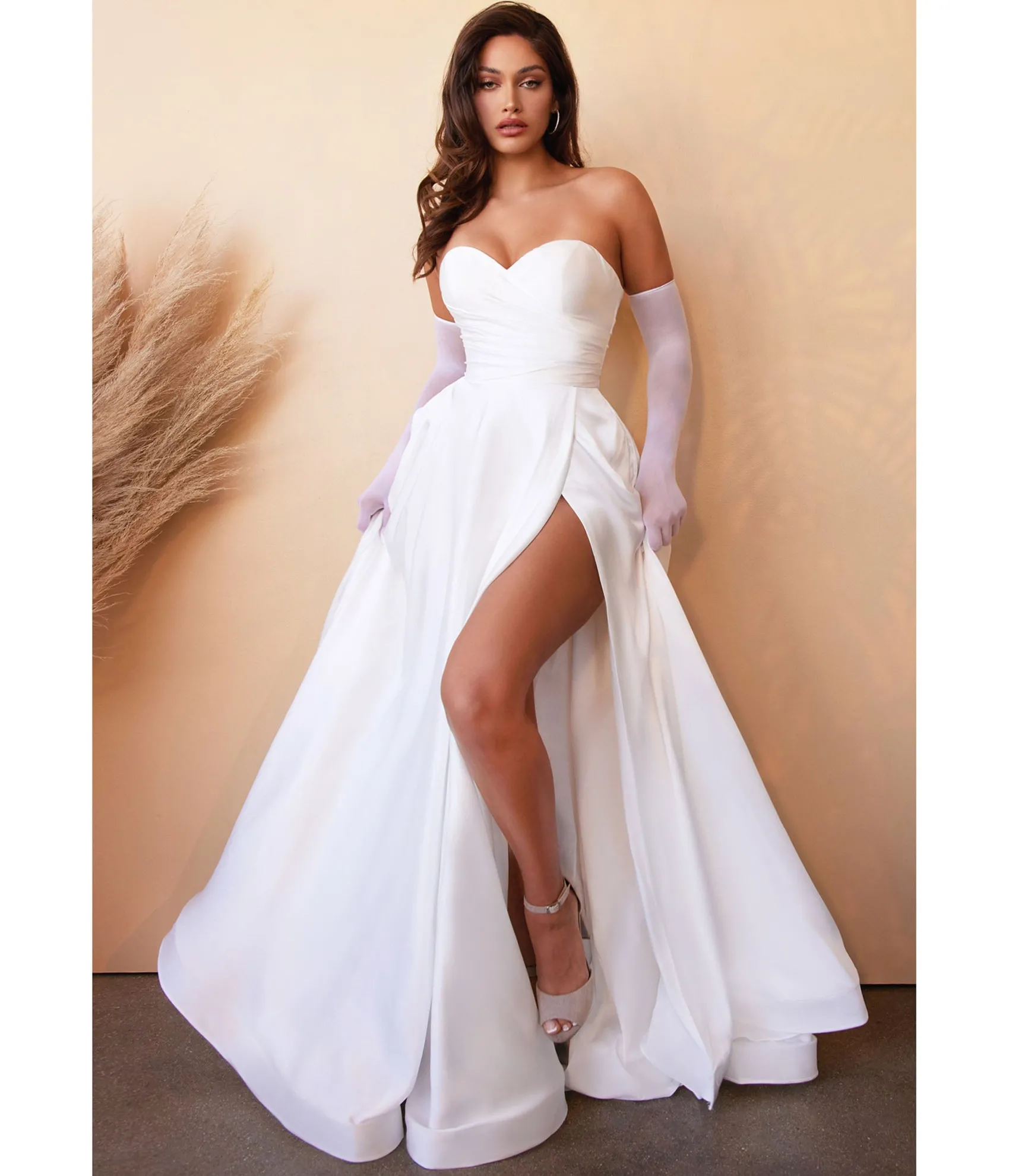 Unique Vintage Cinderella Divine White Strapless Sweetheart Satin Bridal Gown Store