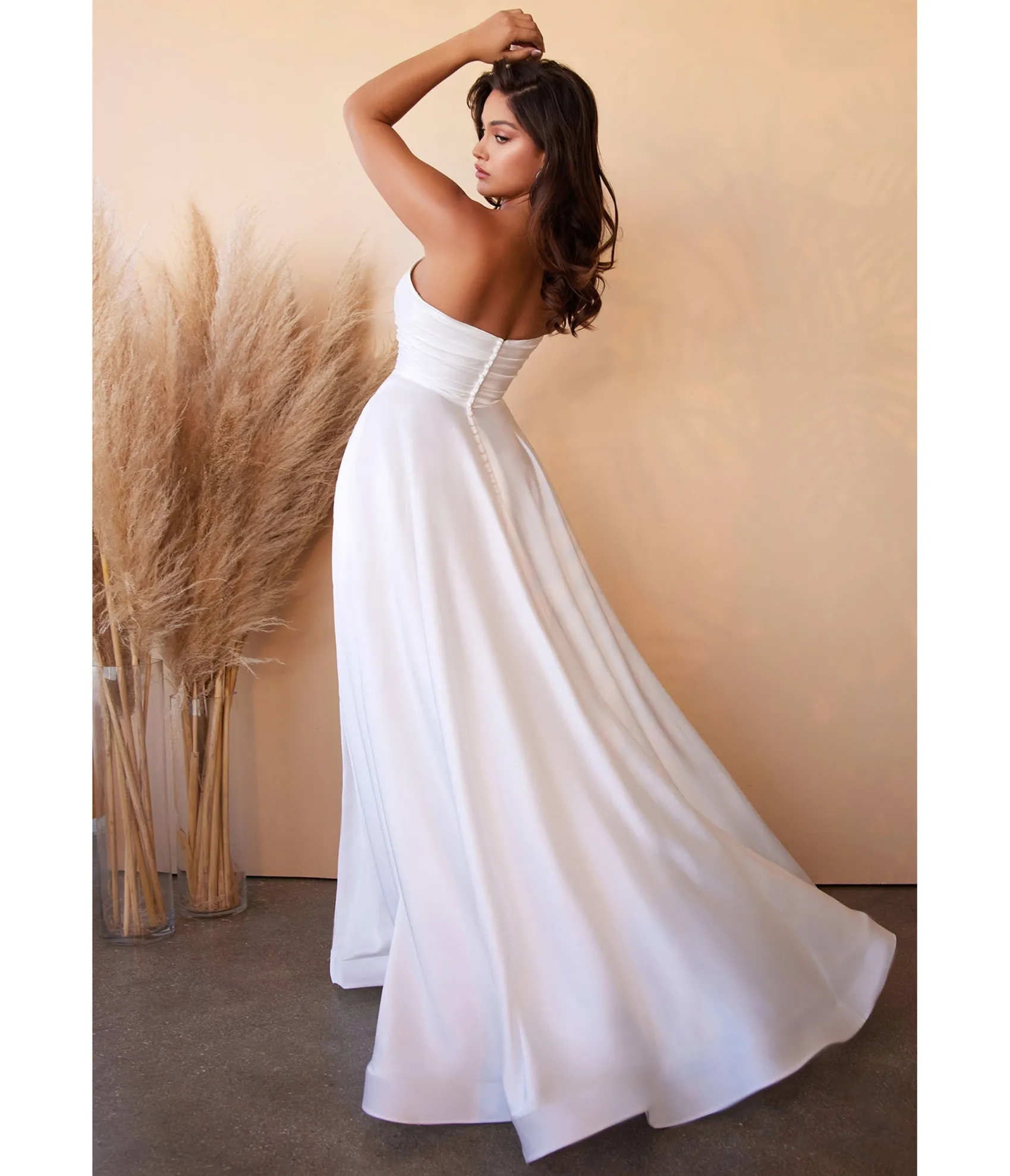 Unique Vintage Cinderella Divine White Strapless Sweetheart Satin Bridal Gown Store