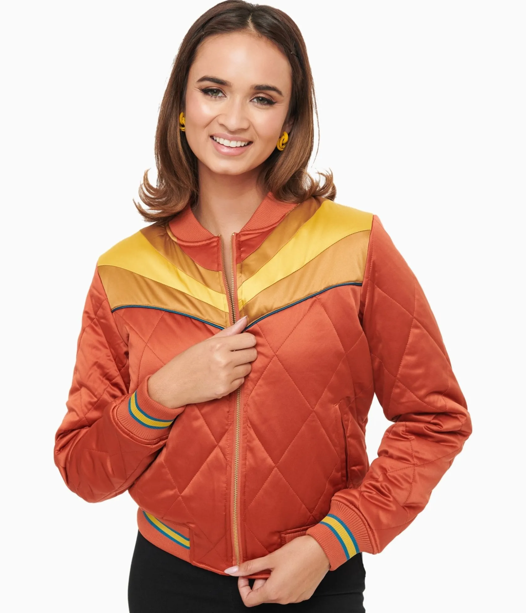 Unique Vintage Classic Rock Couture 1970s Burnt Orange Rising Sun Chainstitch Bomber Jacket Best
