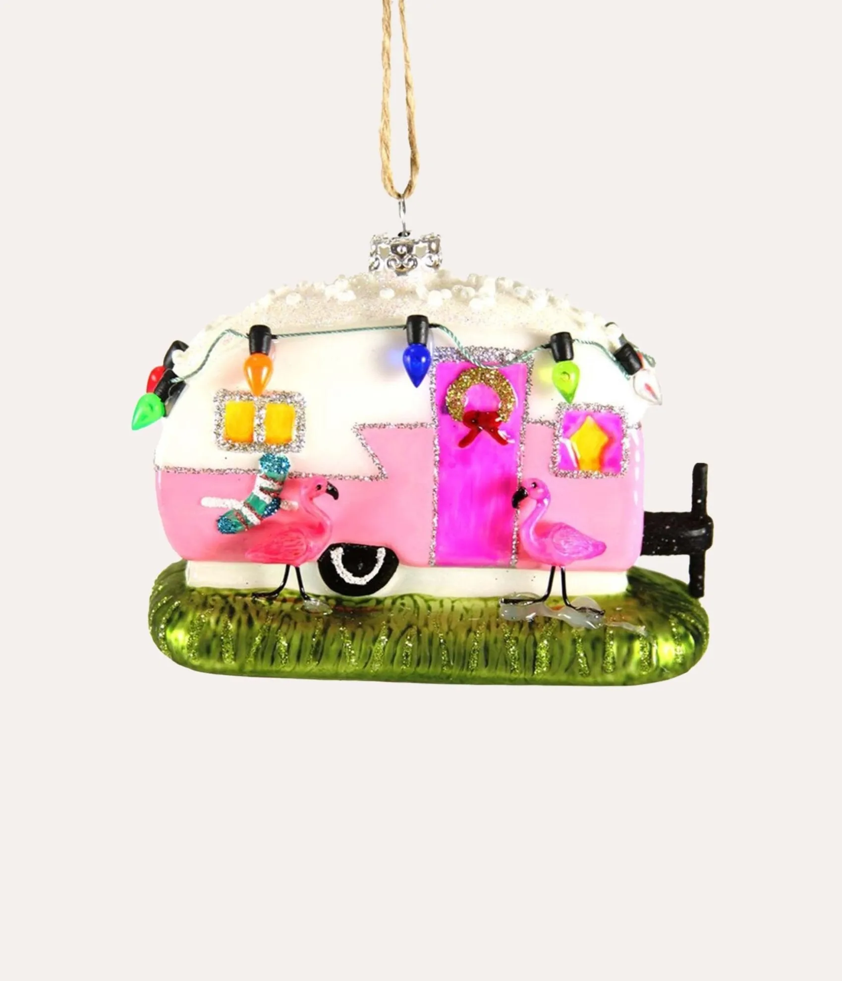 Unique Vintage Cody Foster Flamingo Camper Ornament Sale