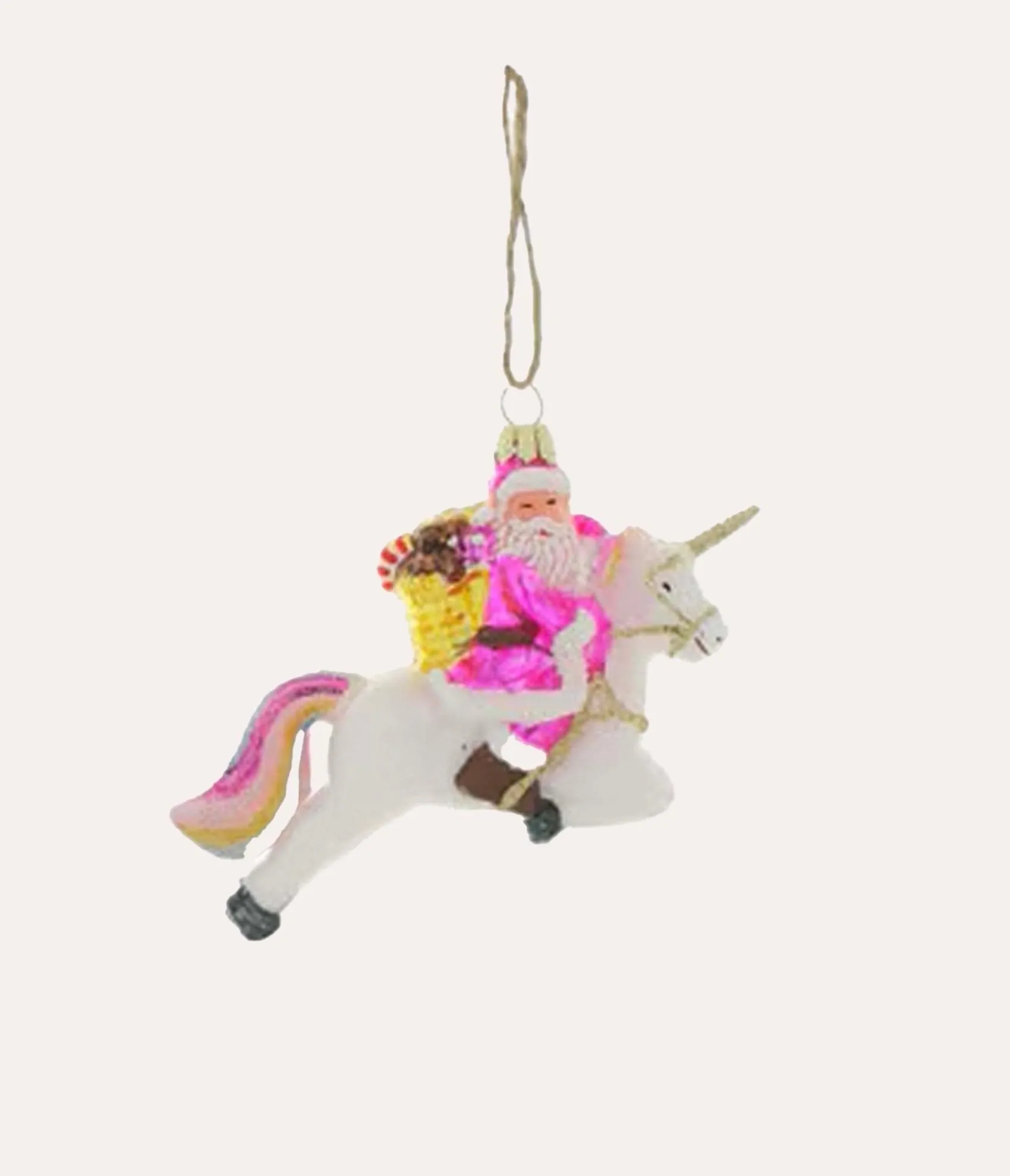 Unique Vintage Cody Foster Magical Santa & Unicorn Ornament New