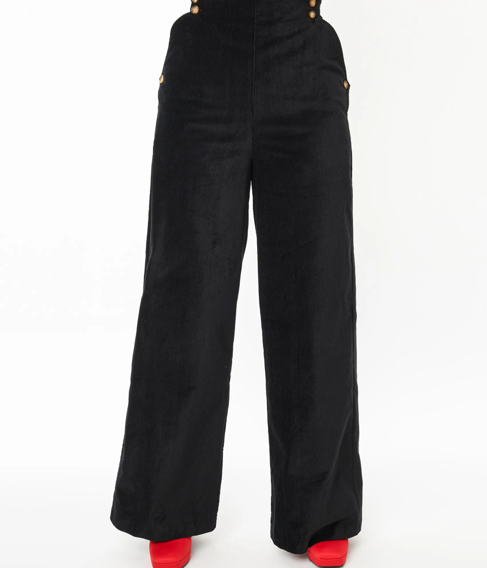 Unique Vintage Collectif Black Jilka Corduroy Trousers New