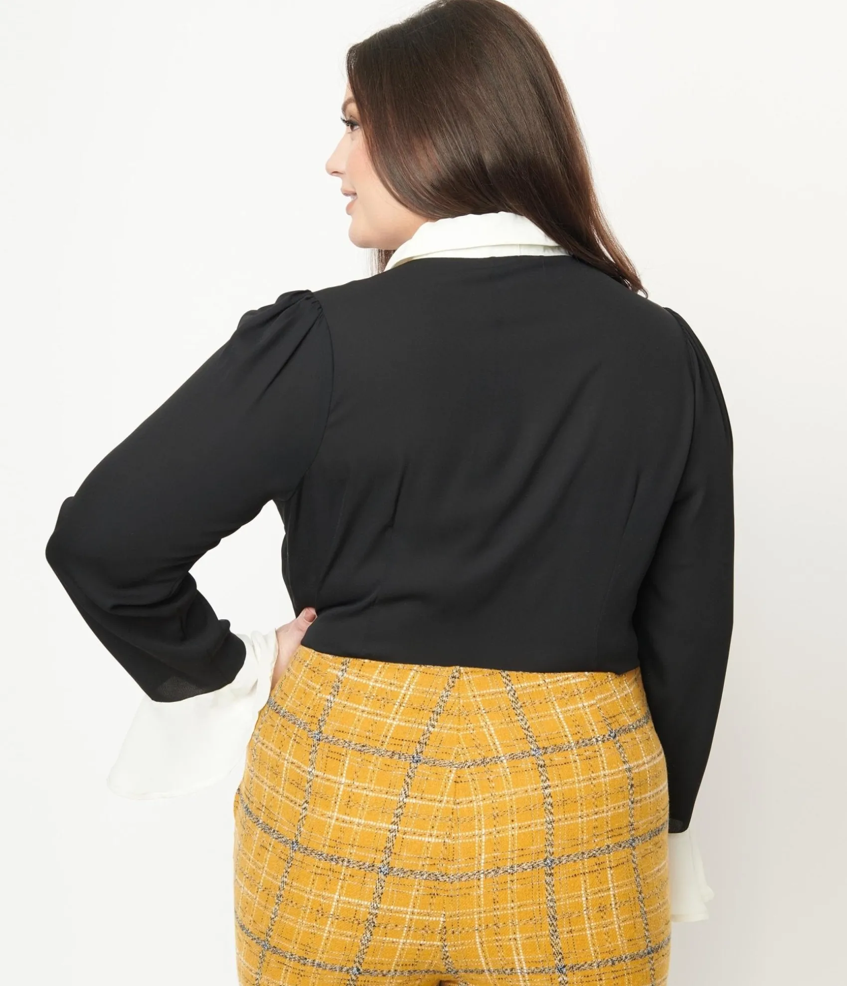 Unique Vintage Collectif Plus Size Black & White Collar Prudence Blouse New