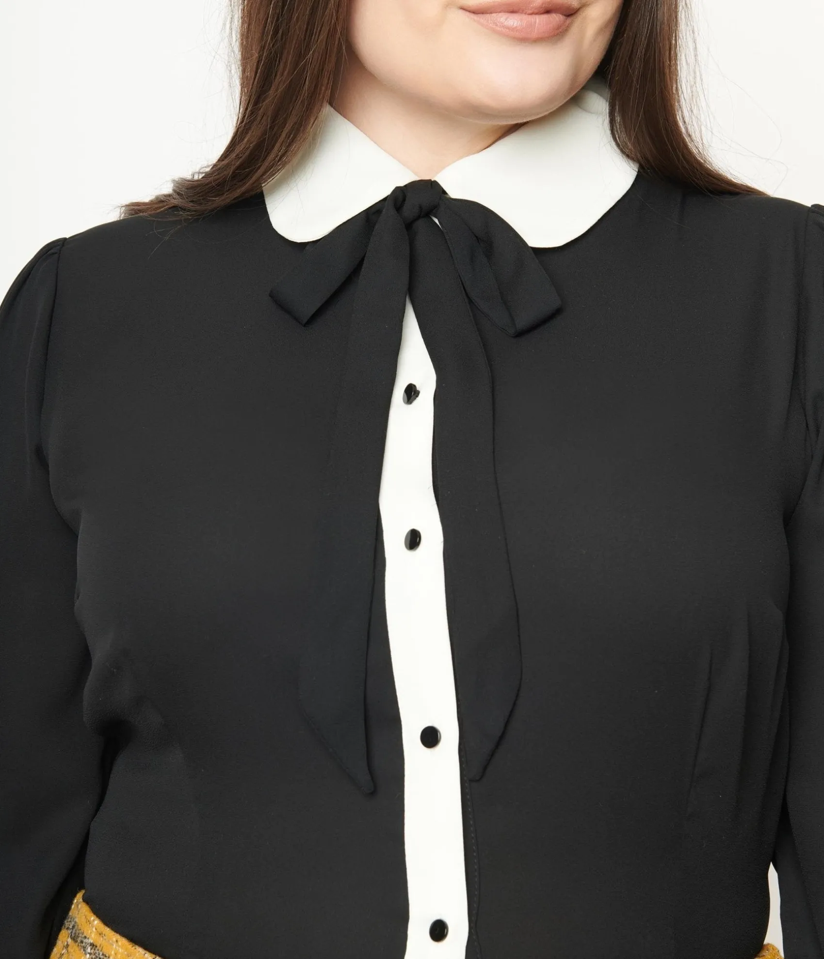 Unique Vintage Collectif Plus Size Black & White Collar Prudence Blouse New