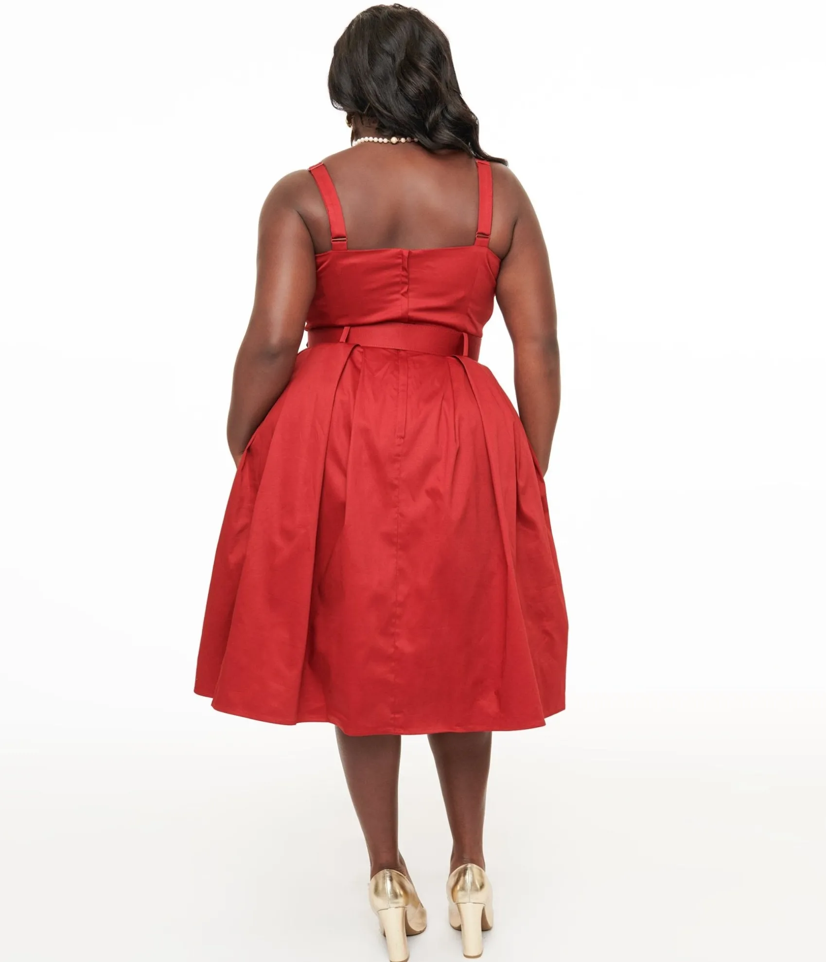Unique Vintage Collectif Plus Size 1950s Red Dorothy Swing Dress Flash Sale