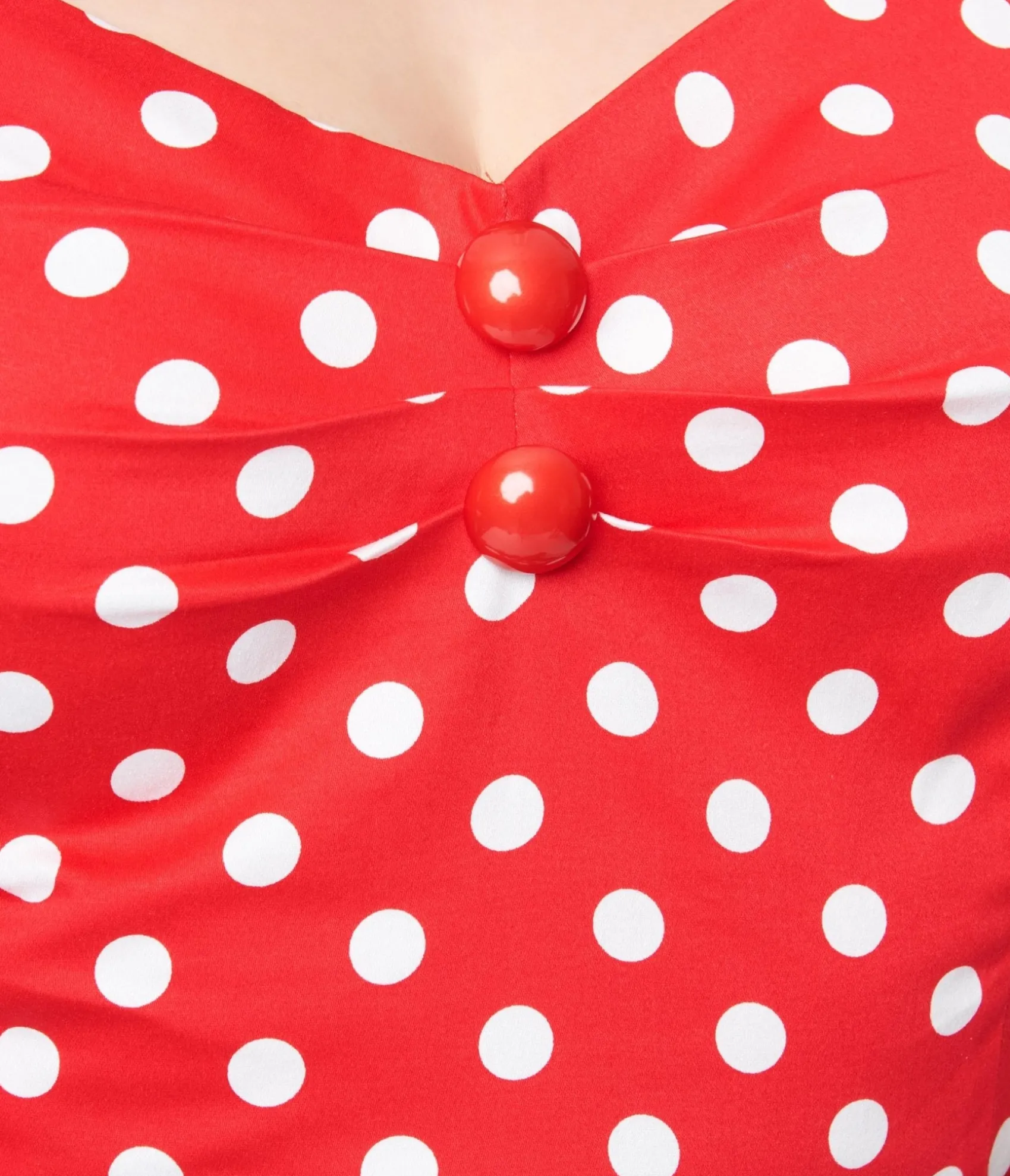 Unique Vintage Collectif Red & White Polka Dot Dolores Top New