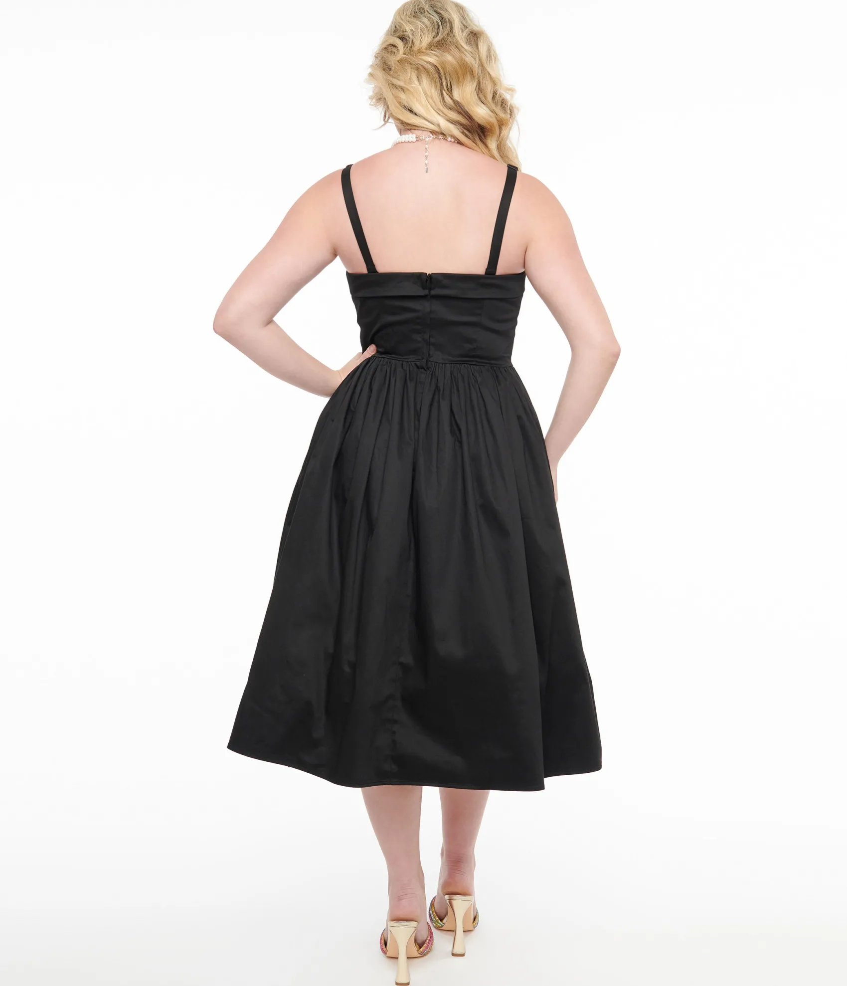 Unique Vintage Collectif 1950s Black Kiana Swing Dress Hot