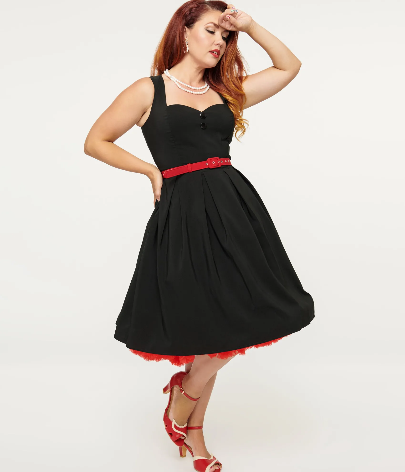 Unique Vintage Collectif 1950s Black Patty Midi Dress Best