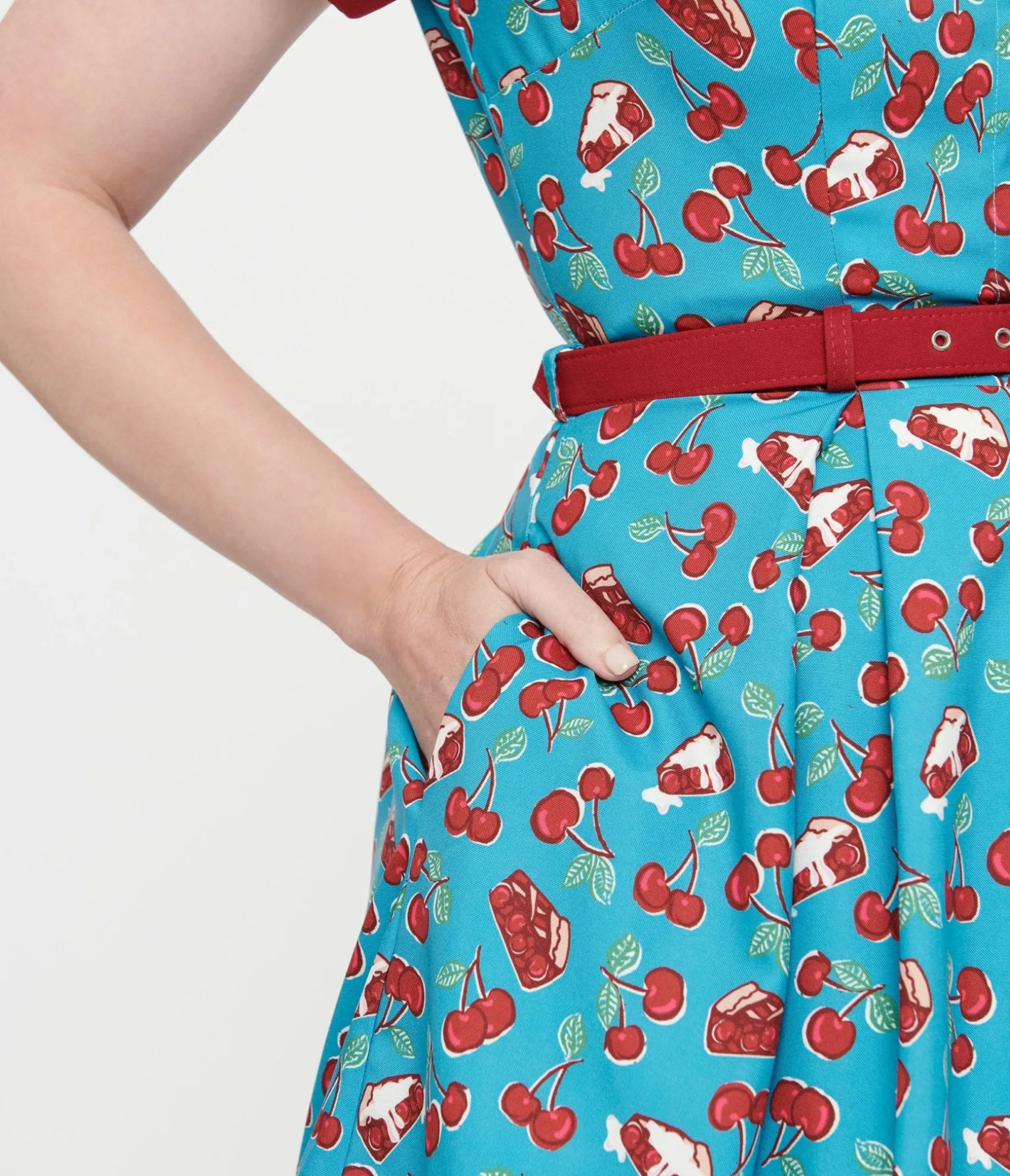 Unique Vintage Collectif 1950s Blue & Red Cherry Pie Swing Dress Fashion