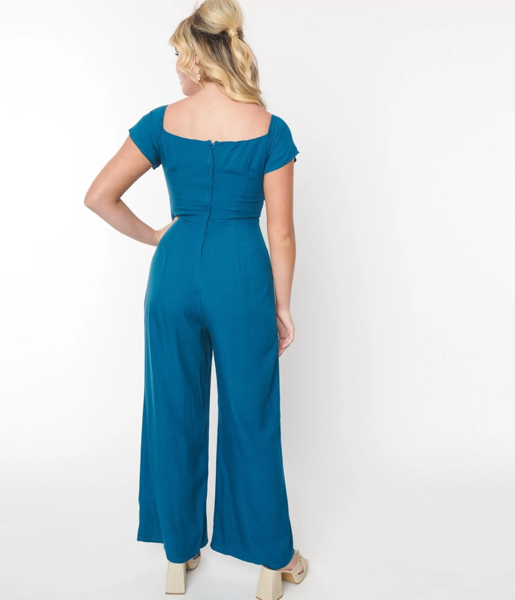 Unique Vintage Collectif Teal Roisin Jumpsuit Store