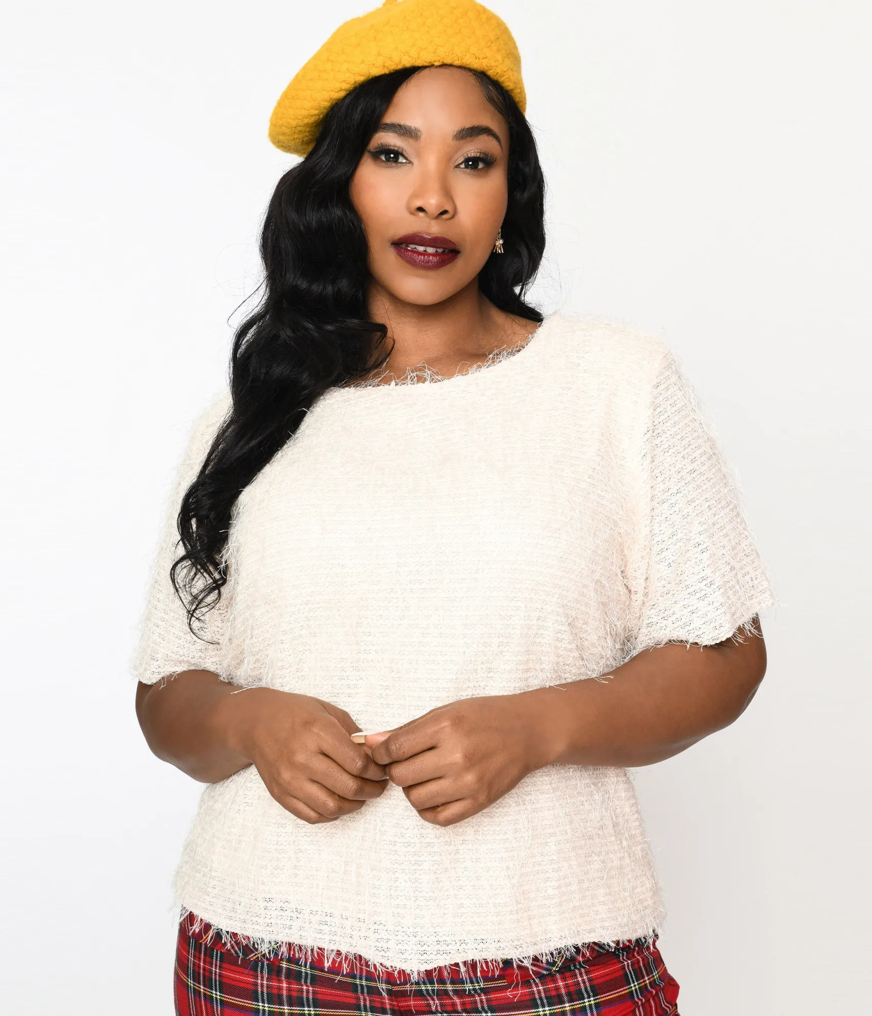Unique Vintage Cream Distressed Knit Top Best Sale