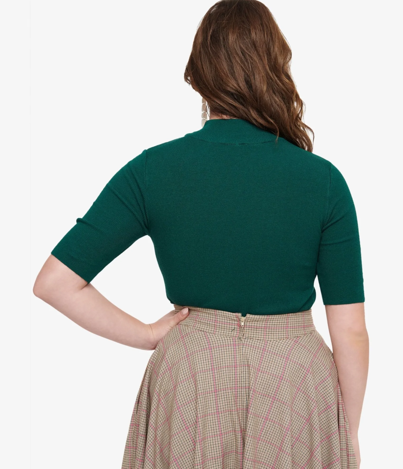 Unique Vintage Dark Green Mock Neck Knit Top Best