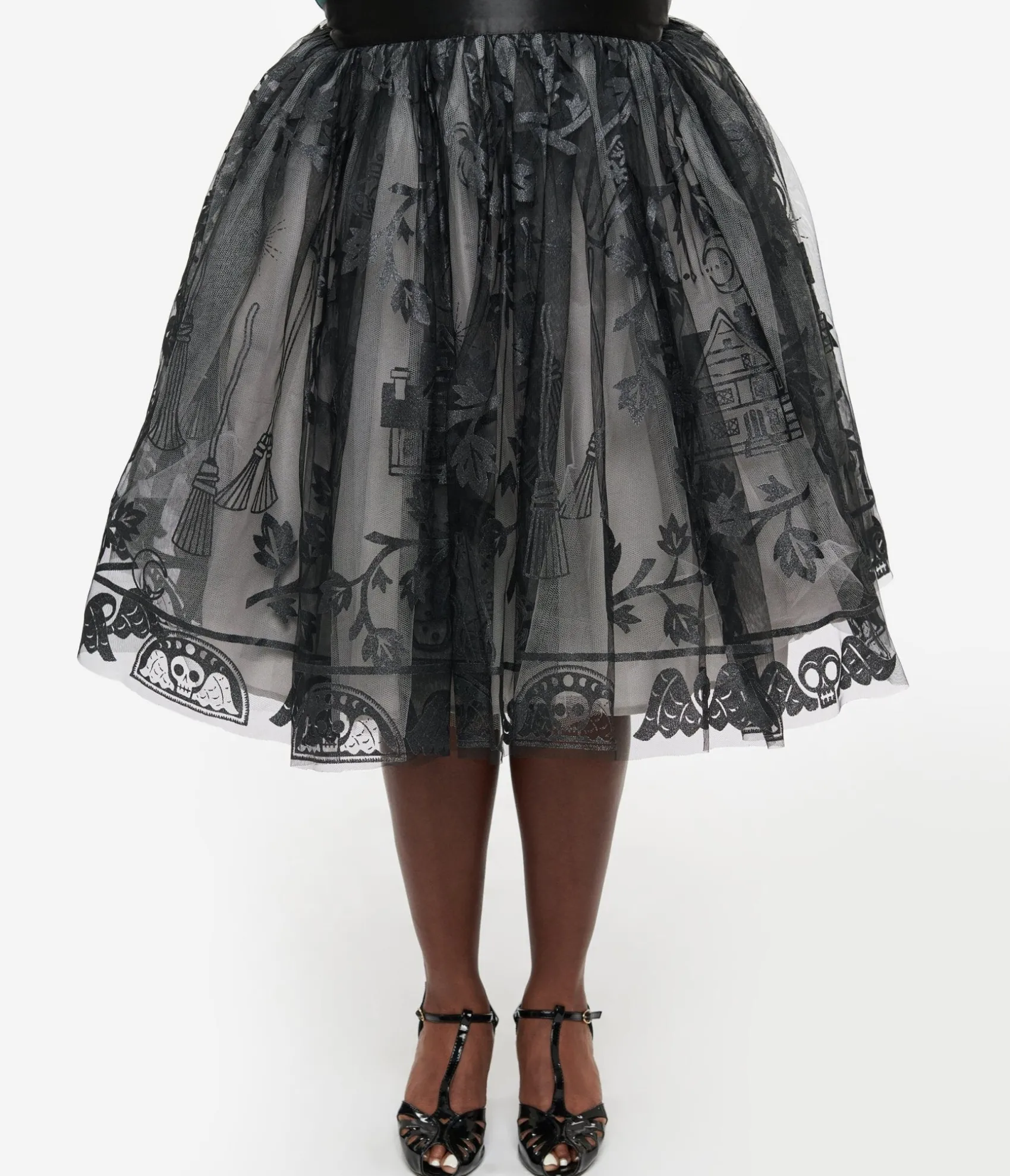 Unique Vintage Disney Hocus Pocus Collection by Plus Size Black Hocus Pocus Glitter Tulle Flare Skirt Hot