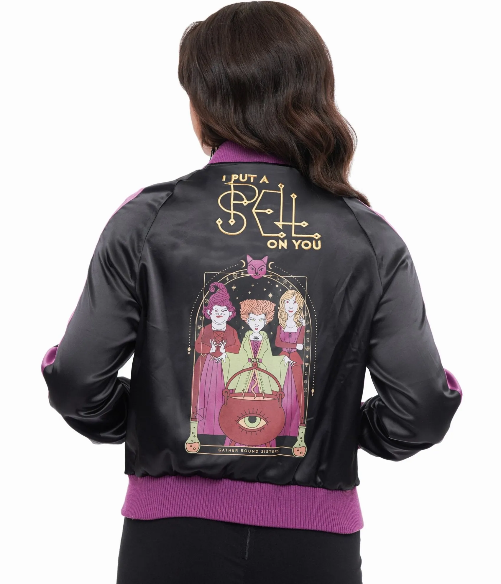 Unique Vintage Disney Hocus Pocus Collection by Purple & Black Hocus Pocus Spell Bomber Jacket Store