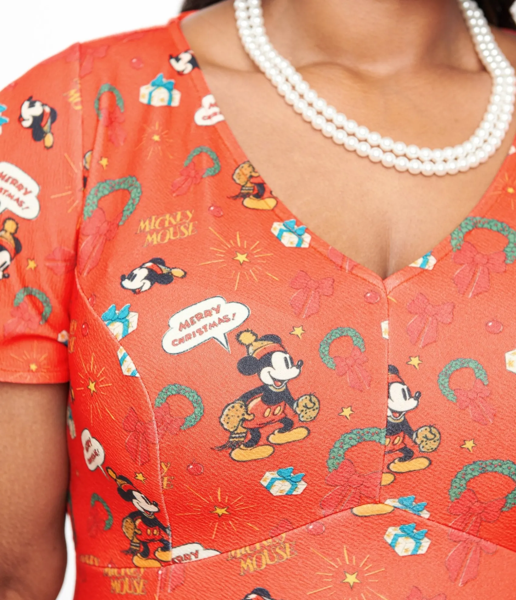 Unique Vintage Disney Holiday Collection by Plus Size Mickey Christmas Fit & Flare Dress Hot
