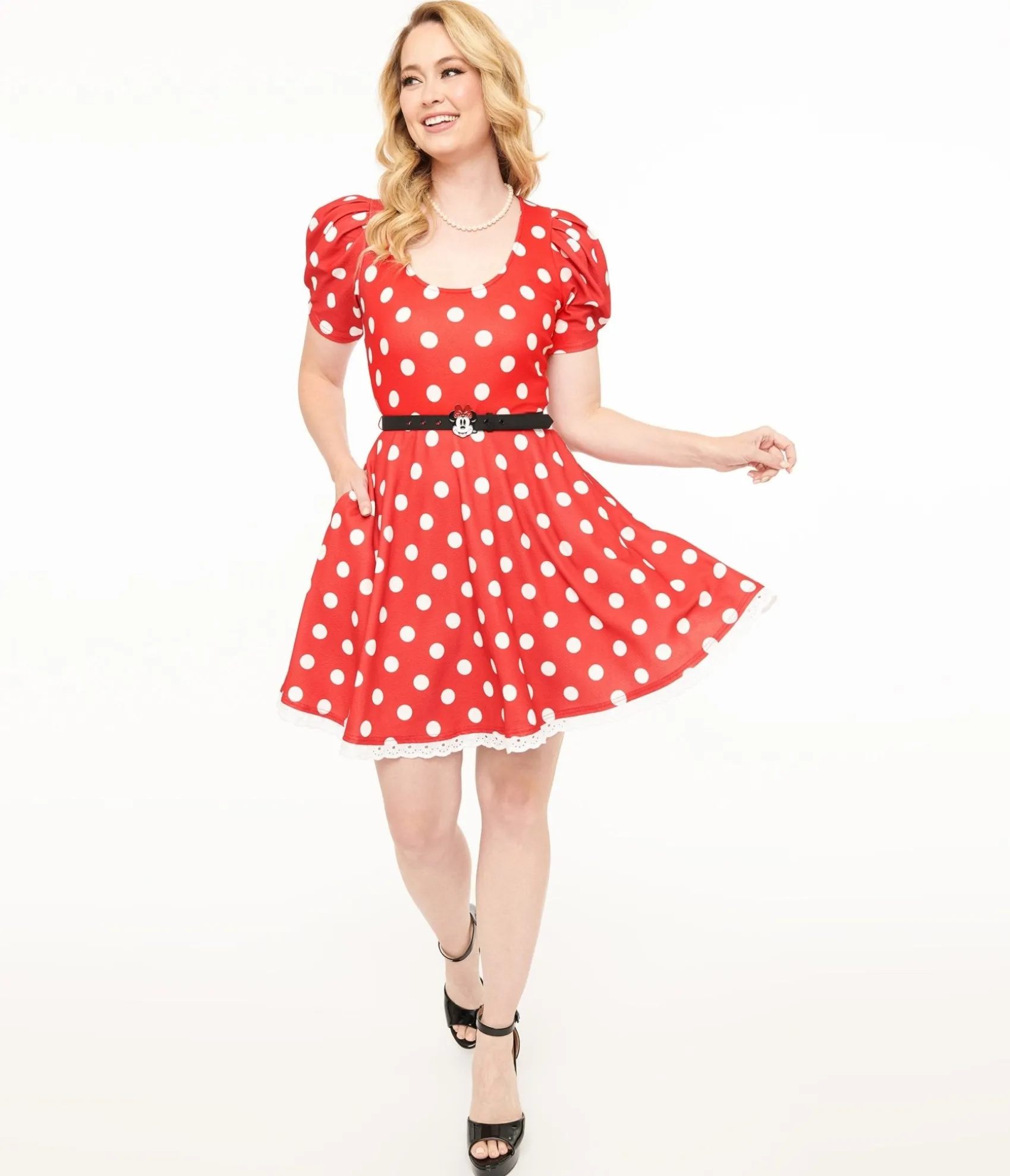 Unique Vintage Disney Mickey & Friends Collection by Smak Parlour Red & White Polka Dot Minnie Mouse Flare Dress Shop