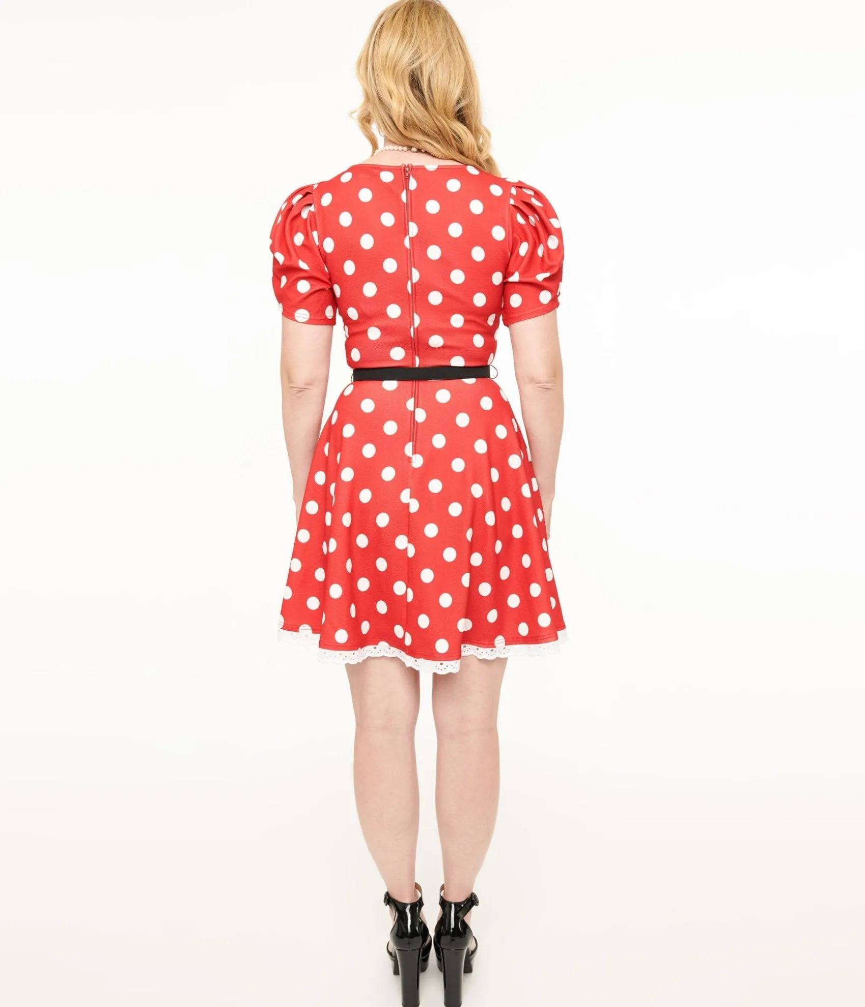 Unique Vintage Disney Mickey & Friends Collection by Smak Parlour Red & White Polka Dot Minnie Mouse Flare Dress Shop
