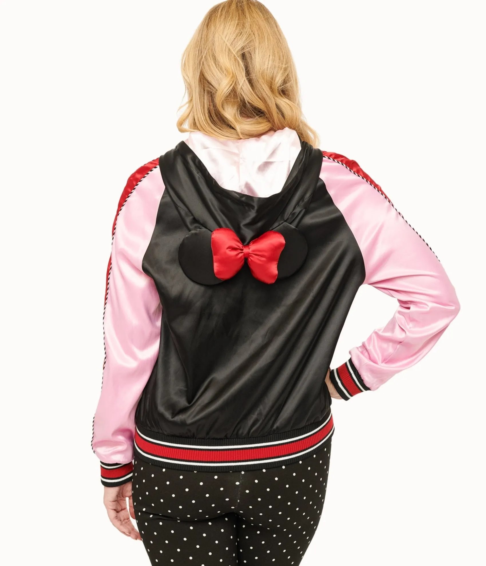 Unique Vintage Disney Mickey & Friends Collection by Minnie Mouse Hooded Satin Bomber Jacket Flash Sale