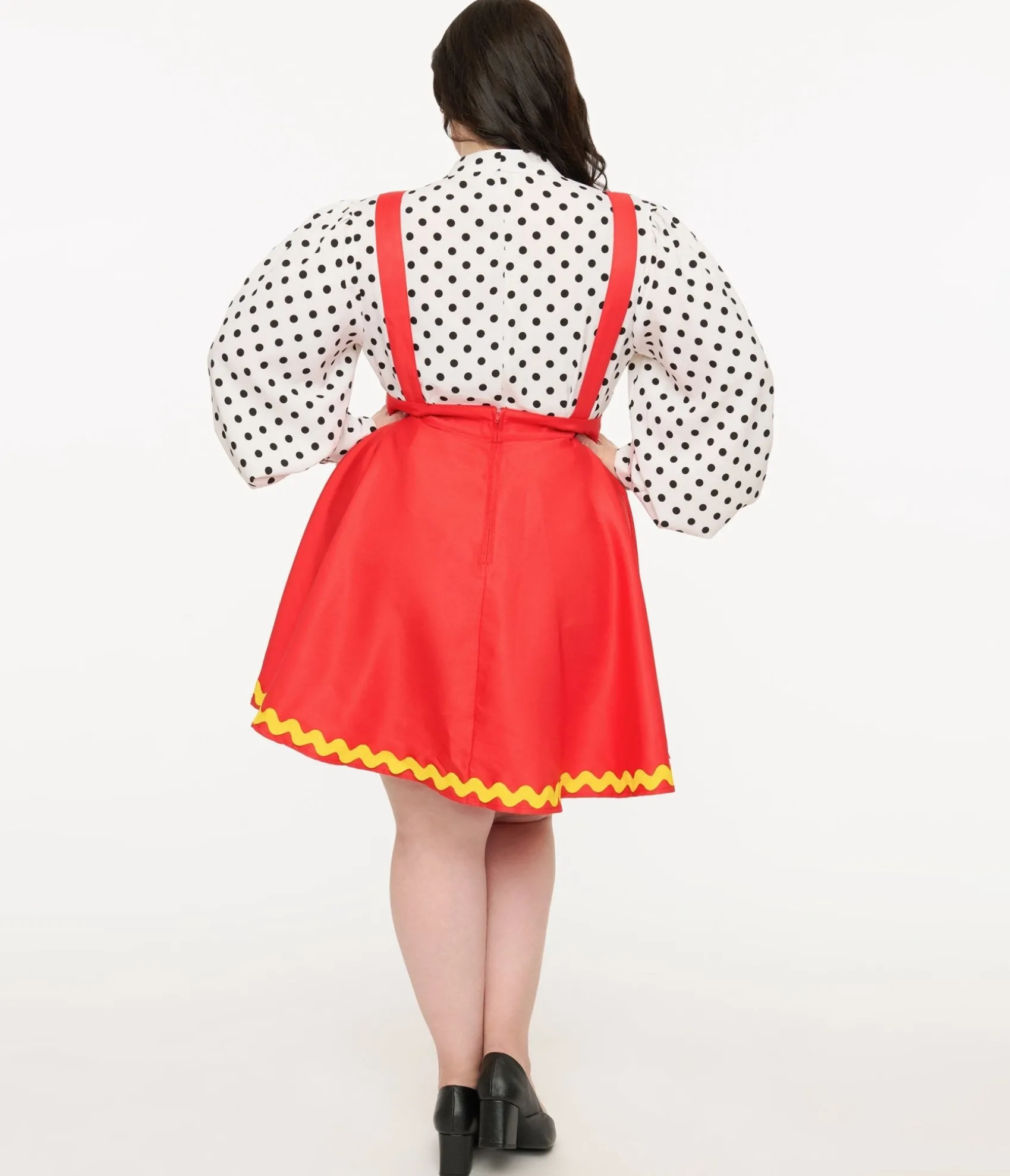Unique Vintage Disney Mickey & Friends Collection by Plus Size Red Mickey Face Pinafore Outlet