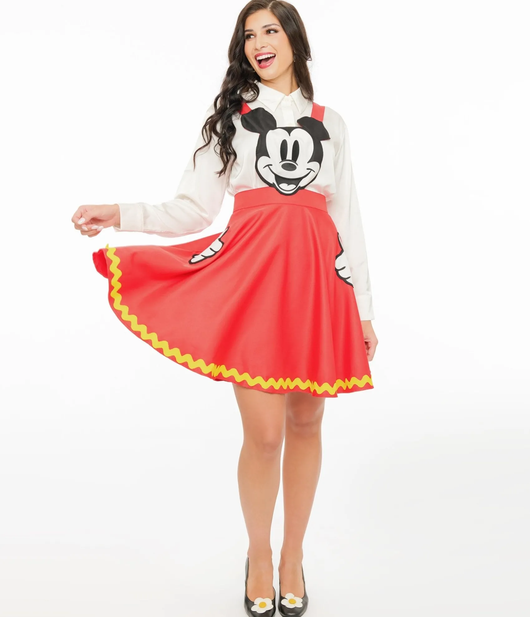 Unique Vintage Disney Mickey & Friends Collection by Red Mickey Face Pinafore New