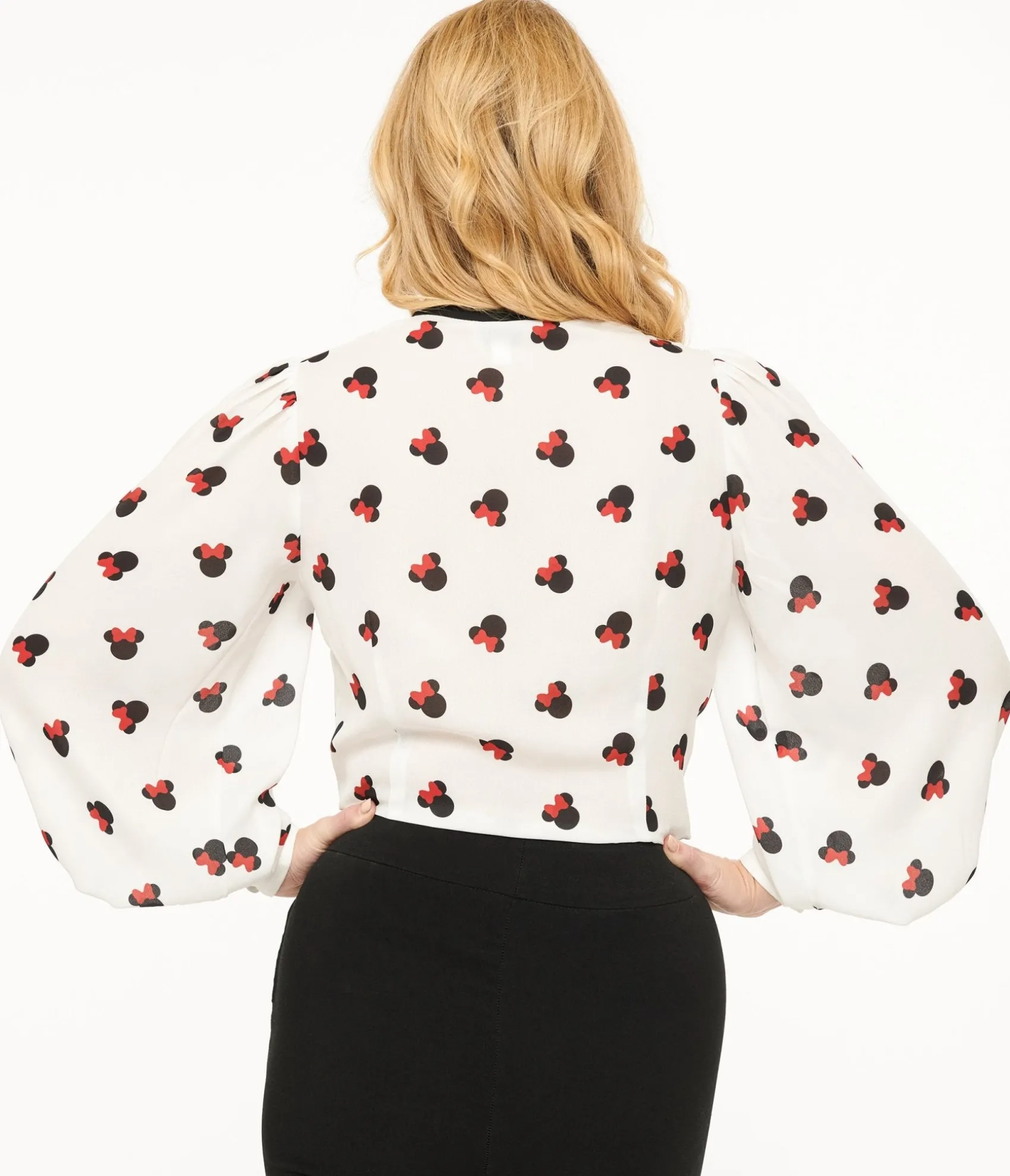 Unique Vintage Disney Mickey & Friends Collection by White Minnie Mouse Stamp Print Gwen Blouse Store