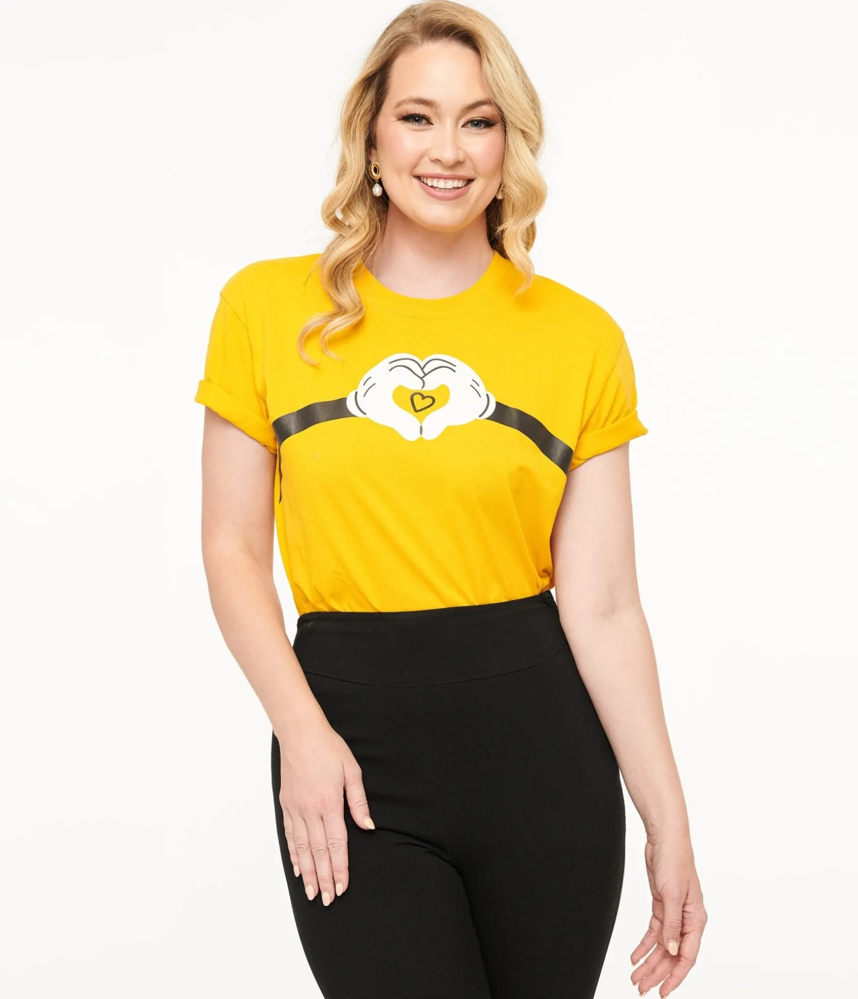 Unique Vintage Disney Mickey & Friends Collection by Yellow Mickey Mouse Heart Unisex Graphic Tee Discount