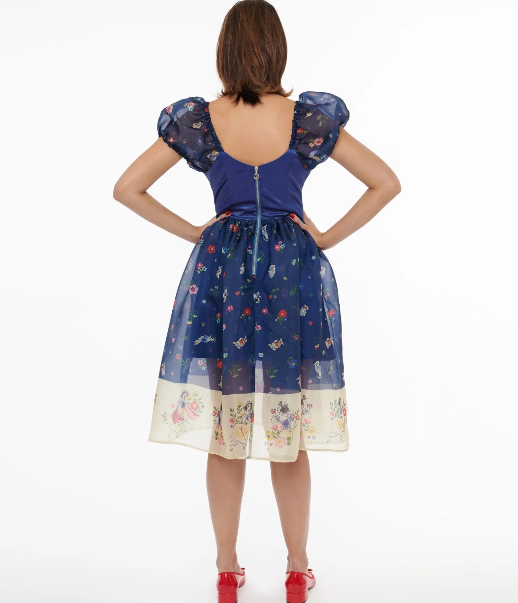 Unique Vintage Disney Princess collection by Blue Snow White Print Sweetheart Dress Online