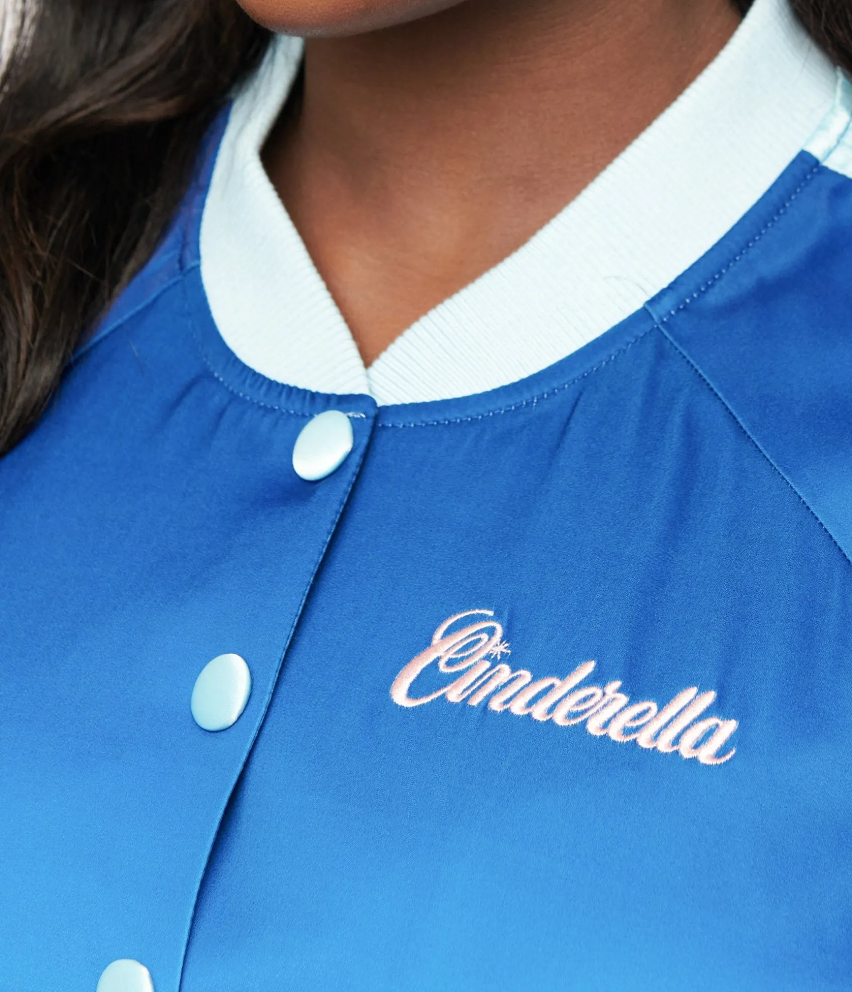 Unique Vintage Disney Princess collection by Plus Size Cinderella Blue Ombre Long Sleeve Bomber Jacket Fashion