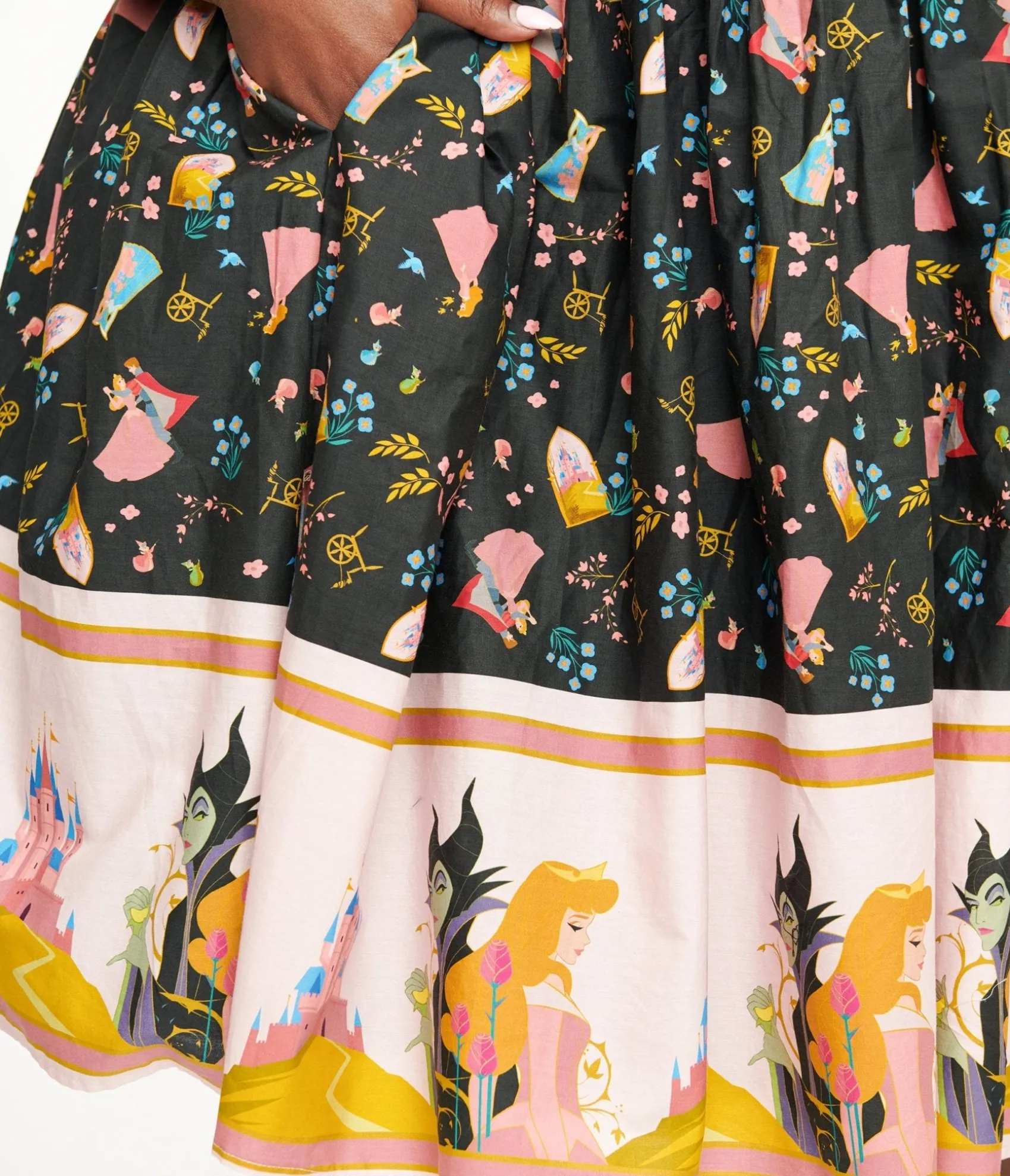 Unique Vintage Disney Princess collection by Plus Size Sleeping Beauty Print Swing Dress Fashion