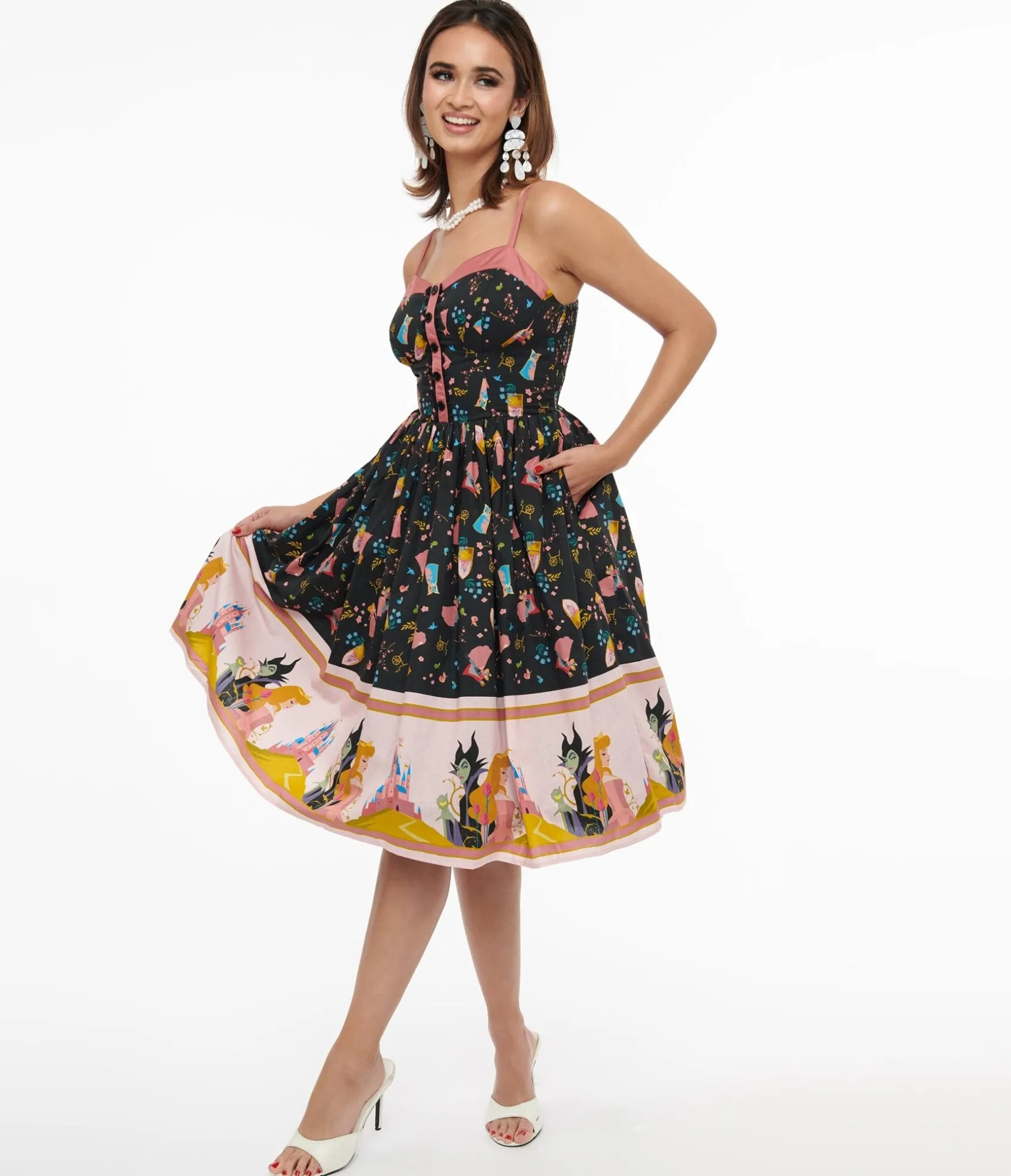Unique Vintage Disney Princess collection by Sleeping Beauty Print Swing Dress Sale