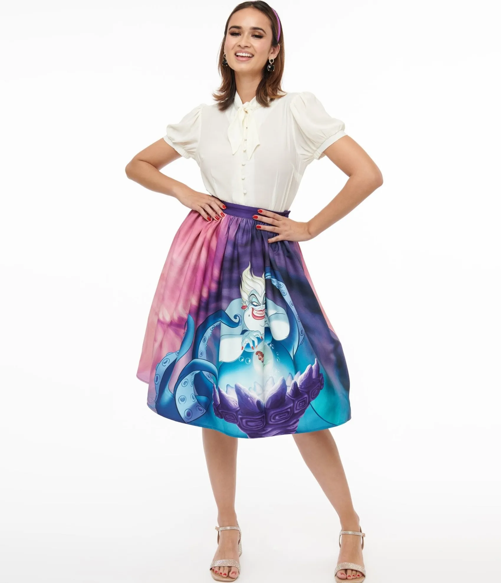Unique Vintage Disney Princess collection by Ursula & Princess Ariel Print Gellar Swing Skirt Sale