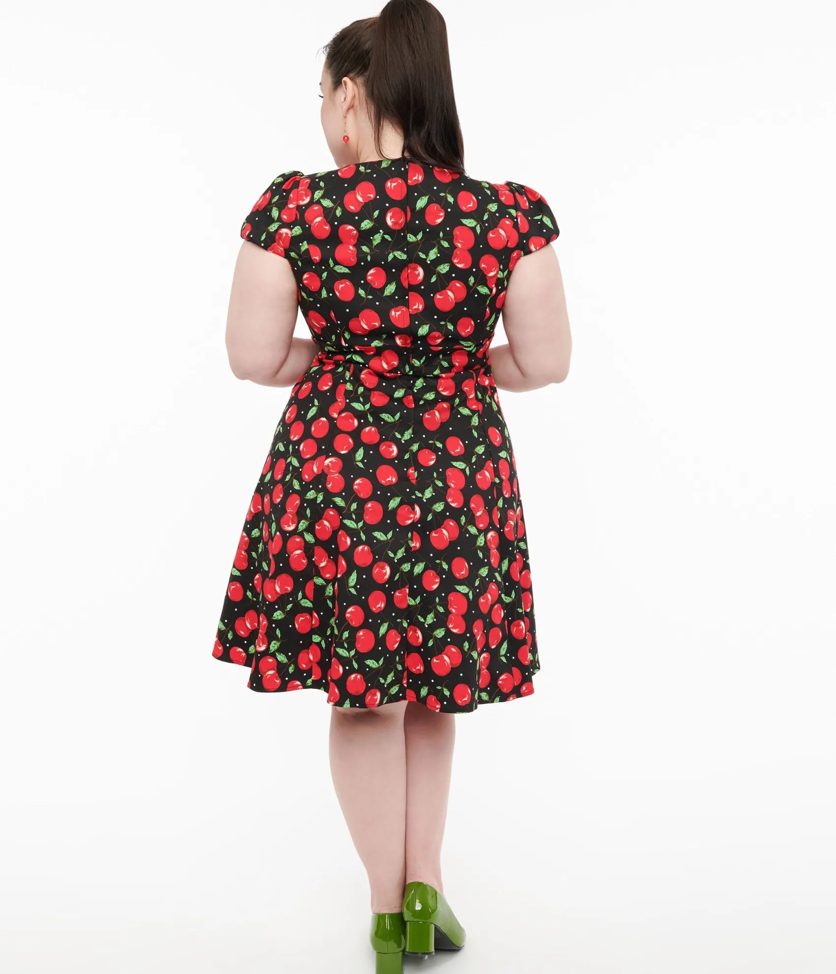 Unique Vintage Dolly & Dotty 1950s Black Cherry Swing Dress Best Sale