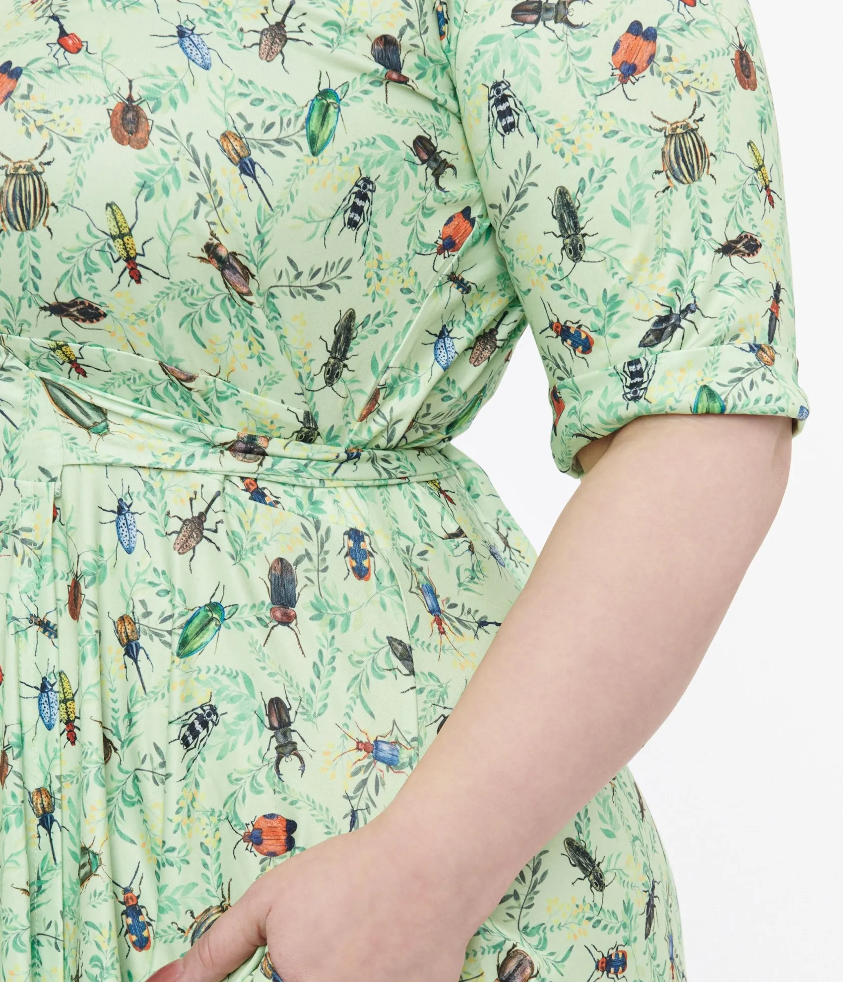 Unique Vintage Dolly & Dotty 1950s Mint Green Nothing But Bugs Print Matilda Wrap Dress Cheap