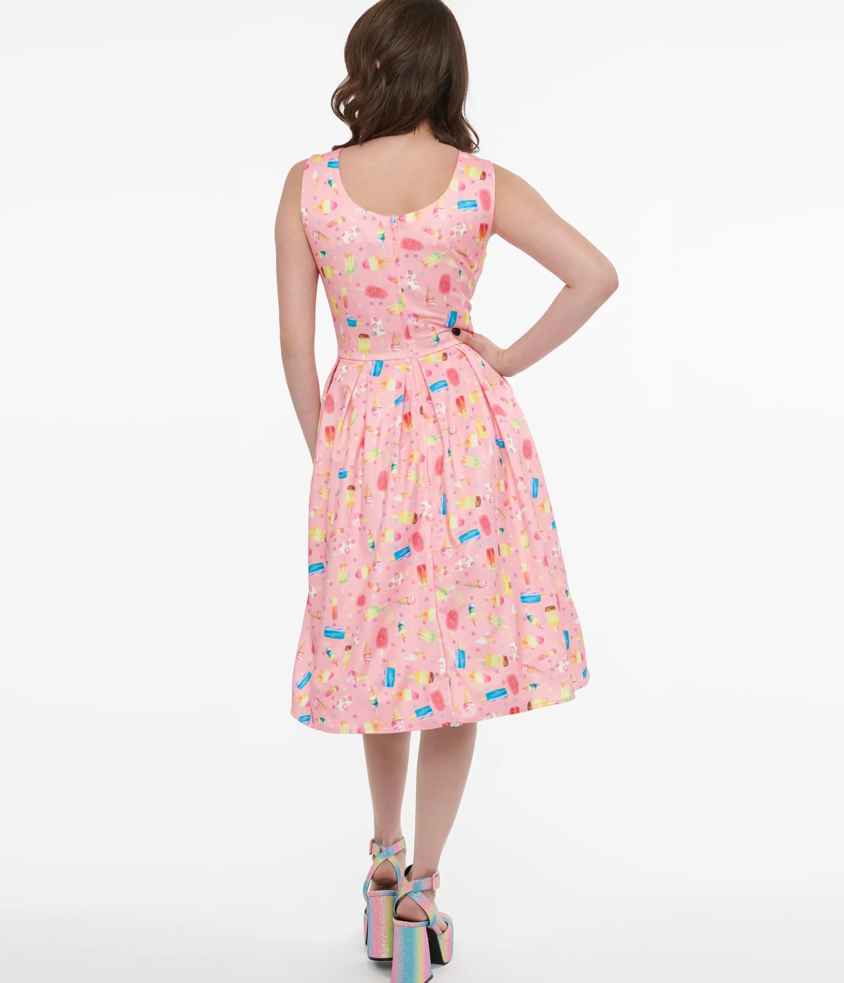 Unique Vintage Dolly & Dotty 1950s Pink Ice Pop Amanda Swing Dress Online