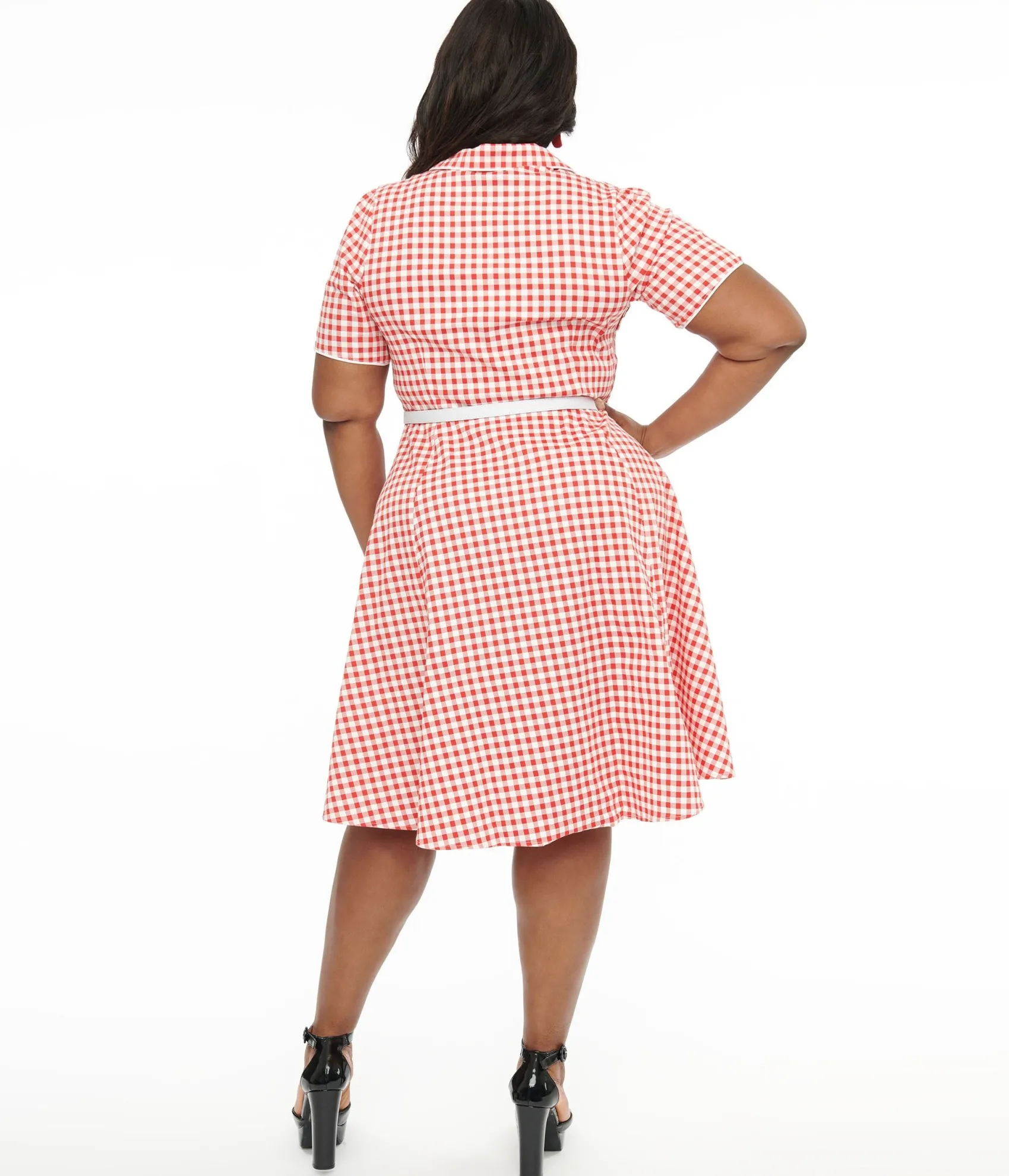 Unique Vintage Dolly & Dotty 1950s Red Gingham Penelope Rockabilly Swing Shirt Dress Hot