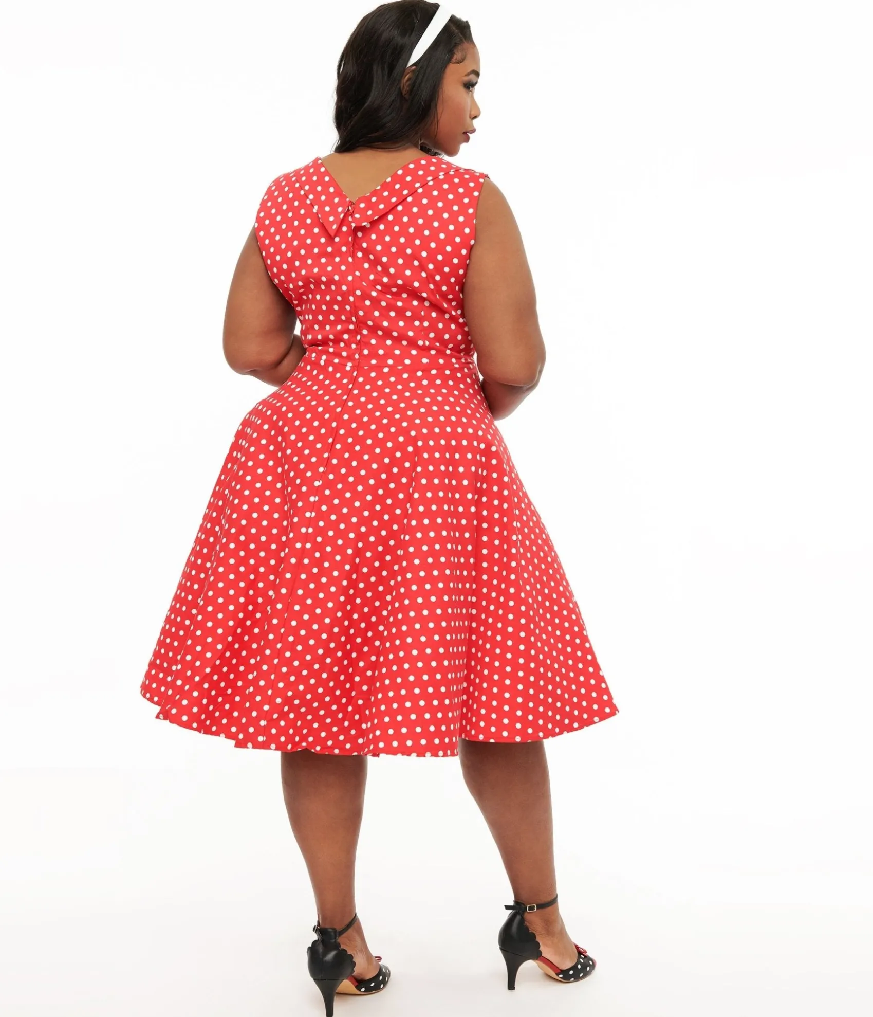 Unique Vintage Dolly & Dotty 1950s Red Polka Dot Grace Swing Dress Store