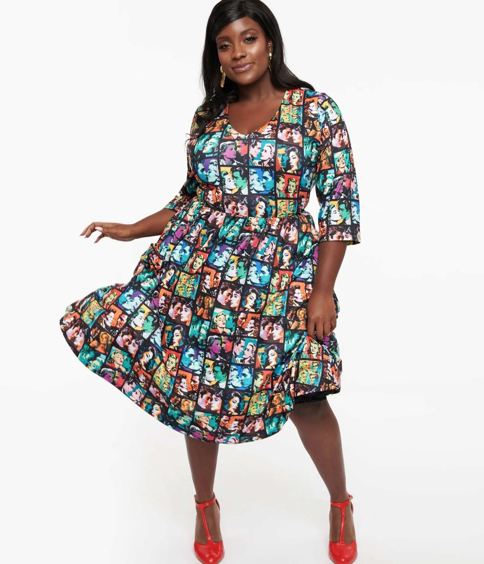 Unique Vintage Dolly & Dotty 1950s Vintage Romance Print Billie Fit & Flare Dress Outlet