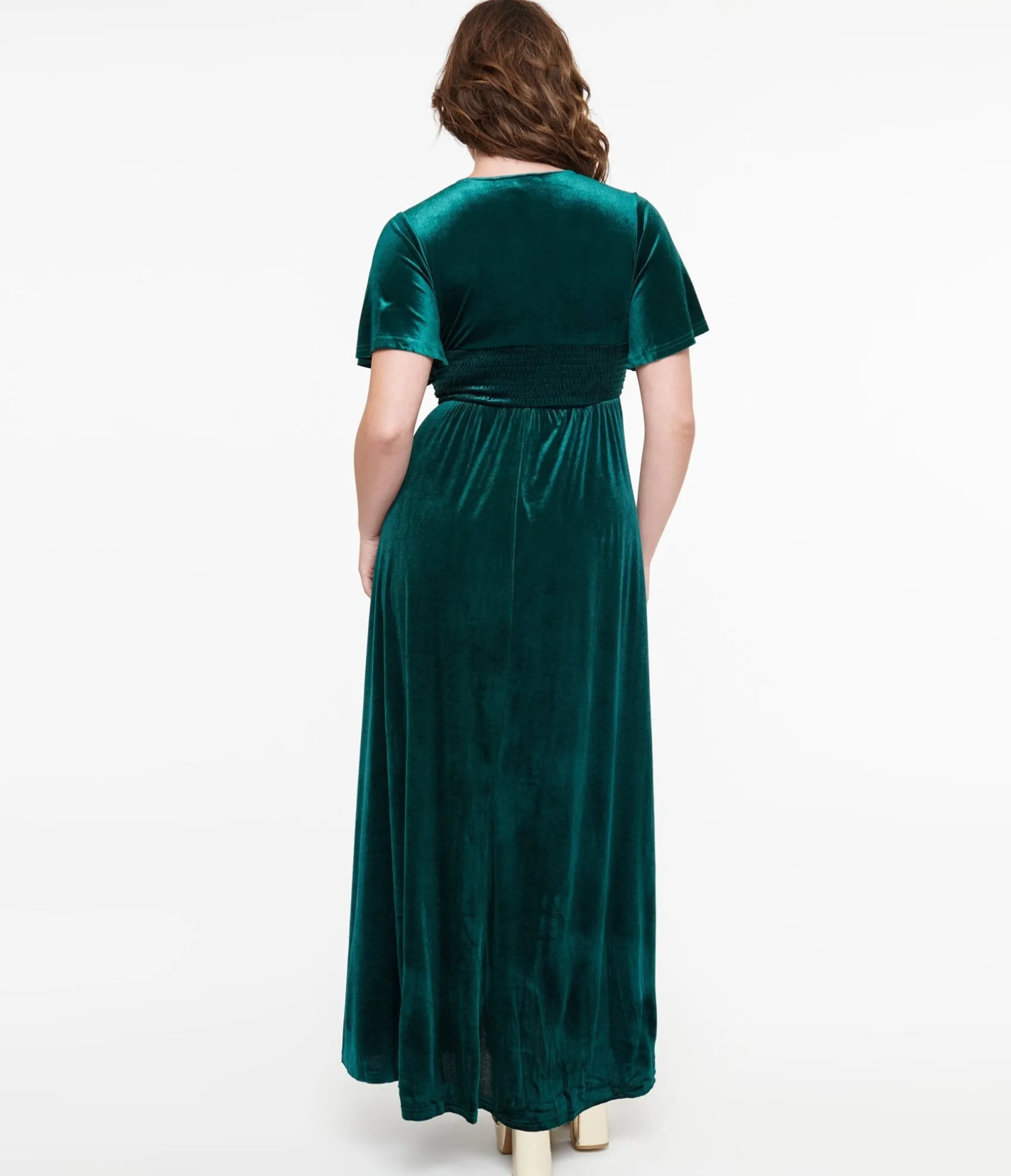 Unique Vintage Emerald Velvet Berenice Maxi Dress Clearance