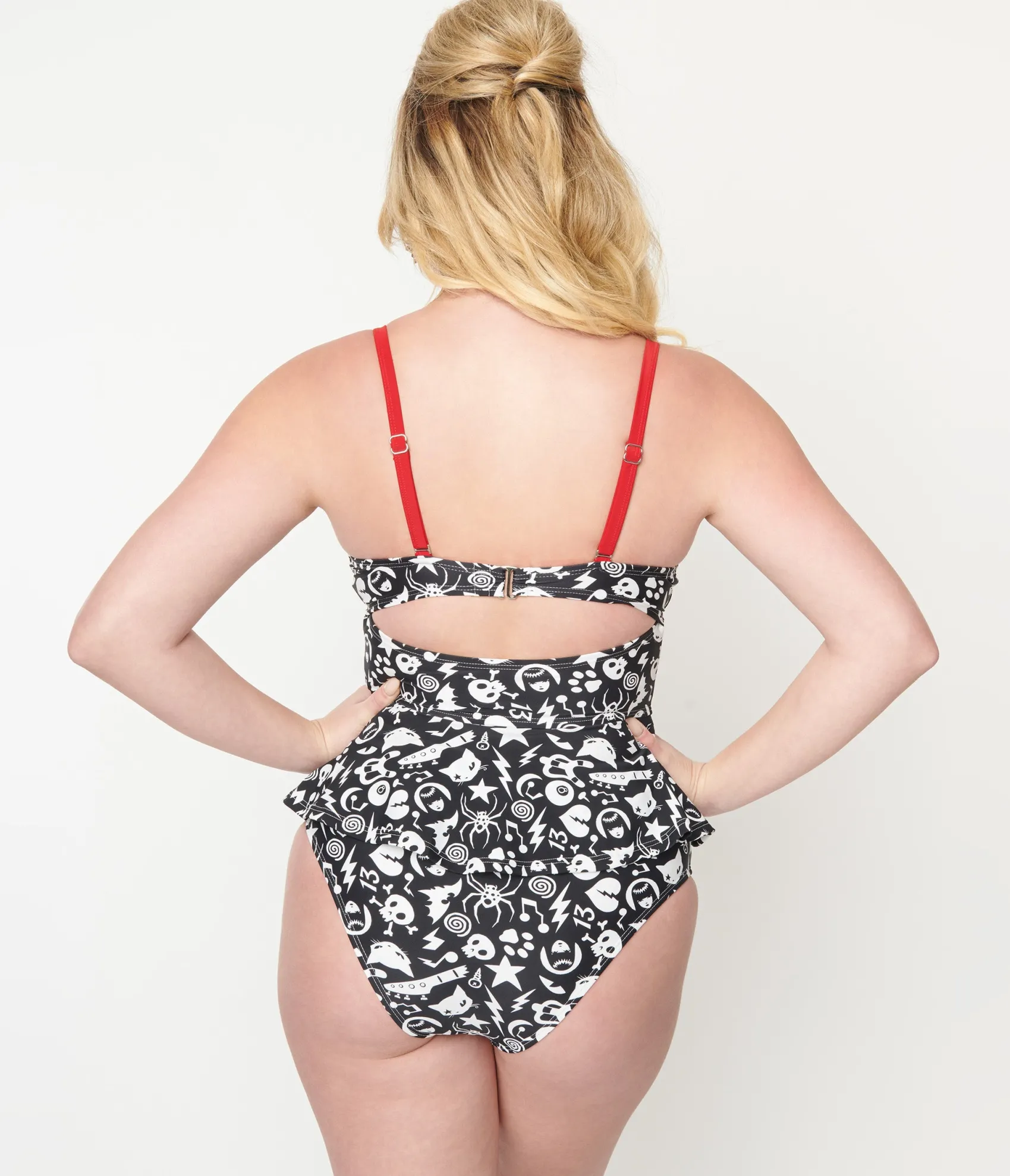 Unique Vintage Emily The Strange x Black & White Tankini Swim Top Flash Sale