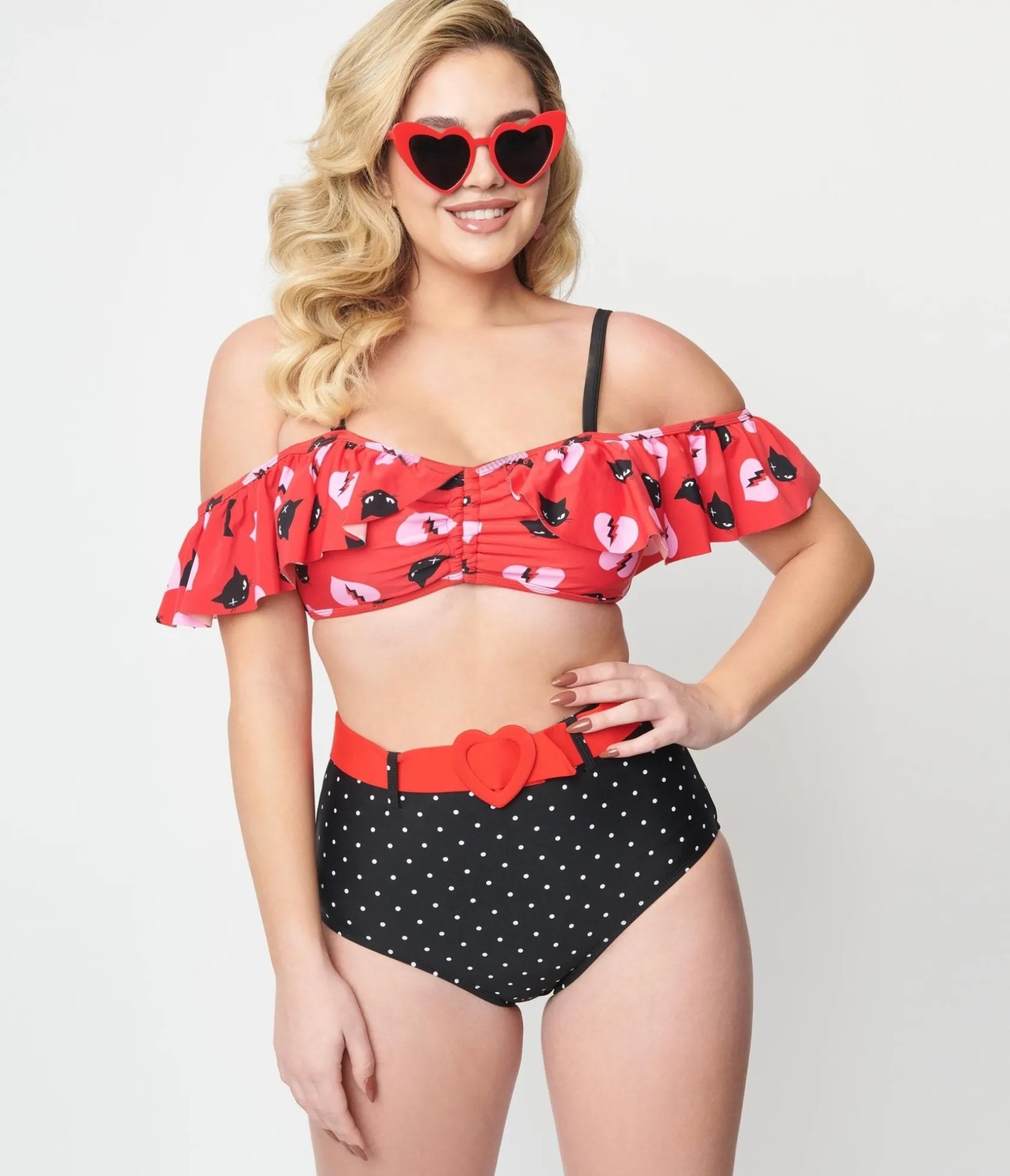 Unique Vintage Emily The Strange x Black Pin Dot Swim Bottoms Clearance