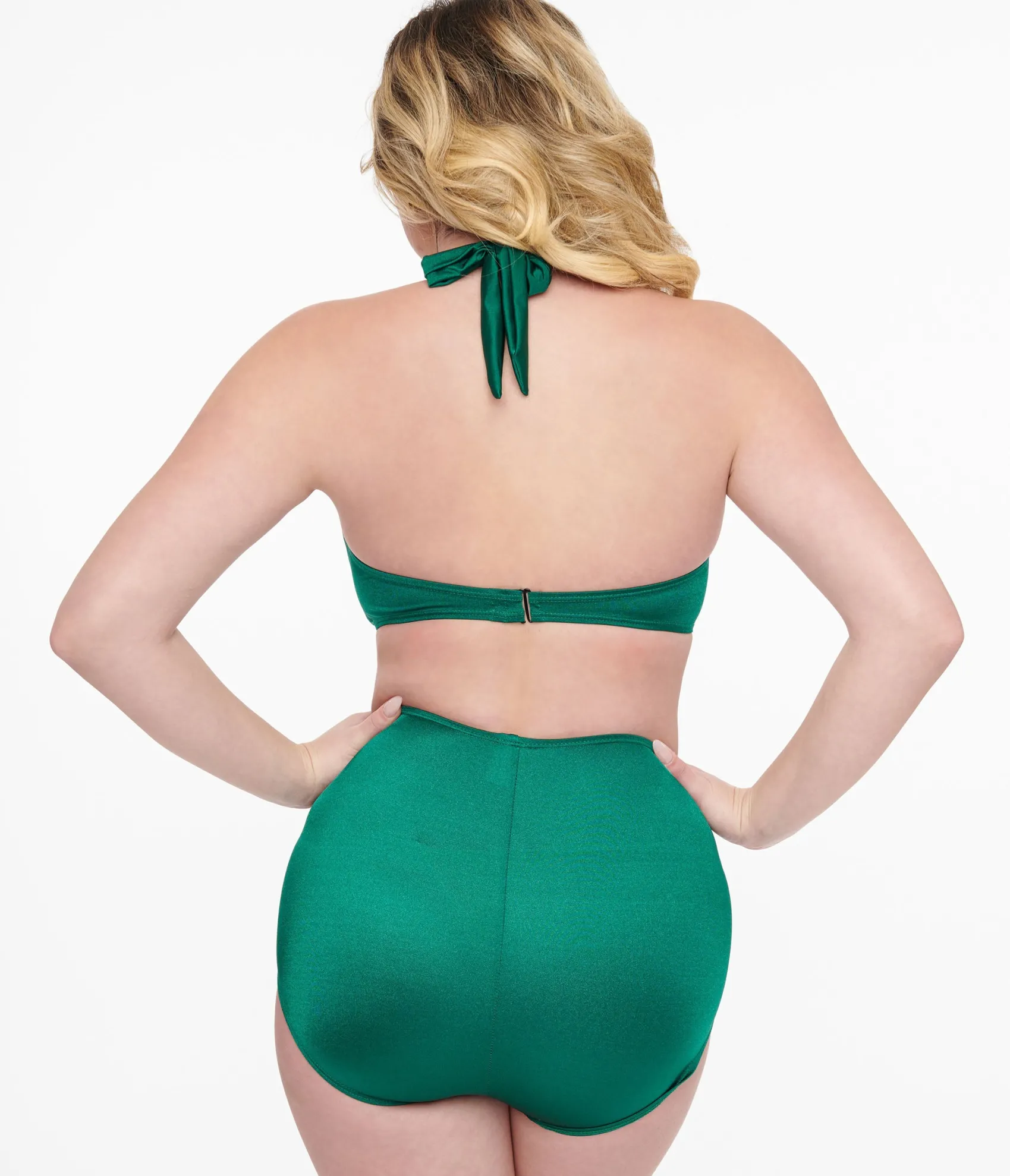 Unique Vintage Esther Williams 1950s Dark Green Two Piece Bikini Set Clearance