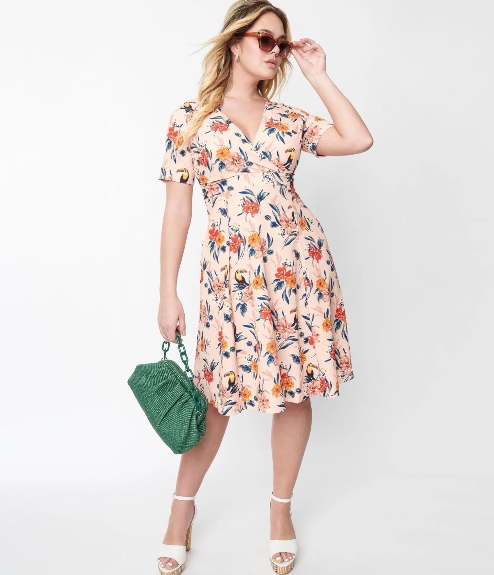 Unique Vintage Floral 40s Inspired Dress Discount