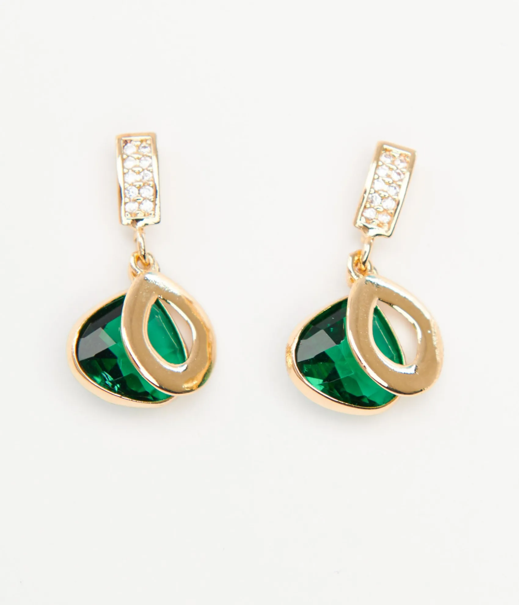 Unique Vintage Gold & Emerald Green Rhinestone Drop Earrings Best