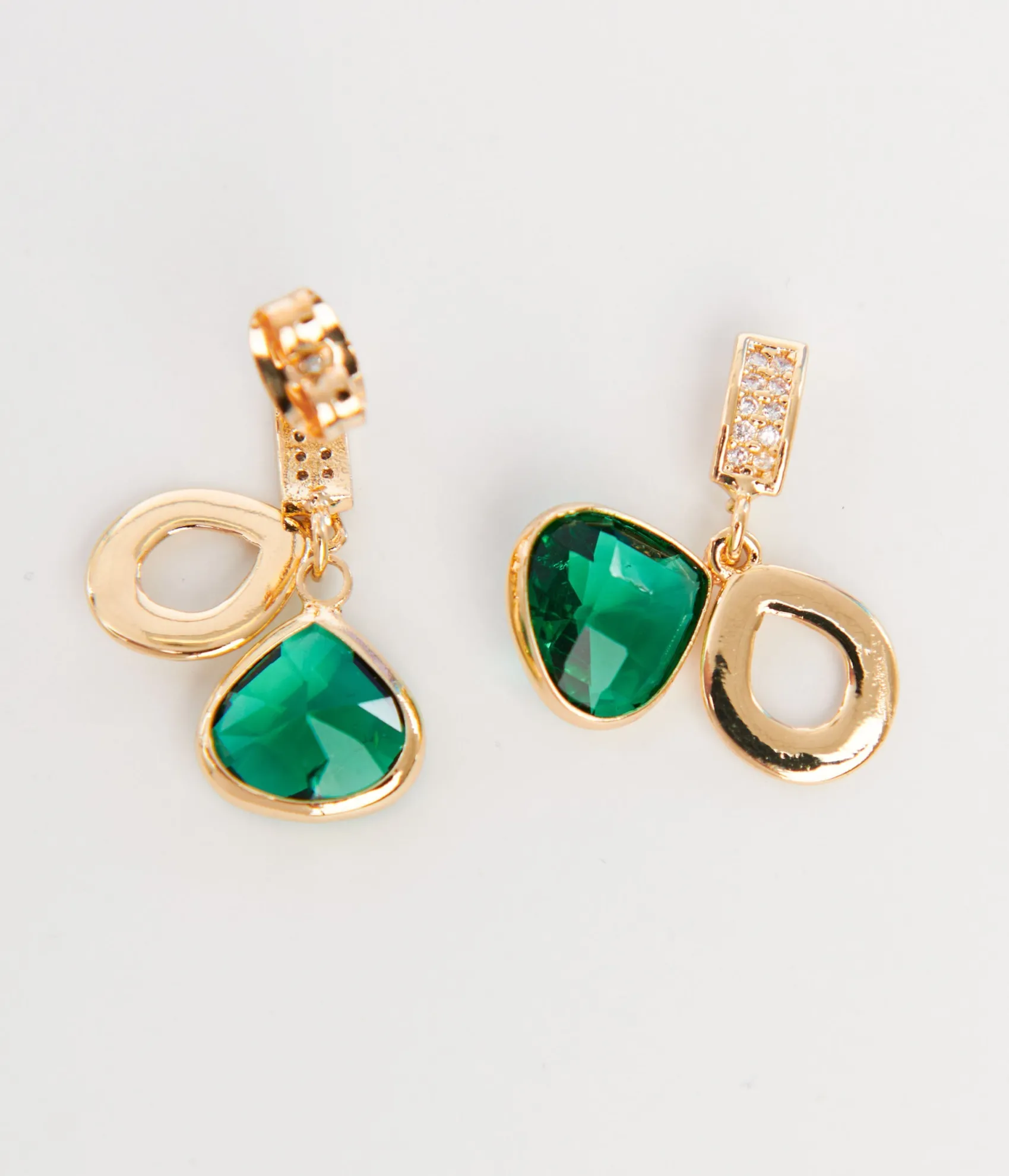 Unique Vintage Gold & Emerald Green Rhinestone Drop Earrings Best