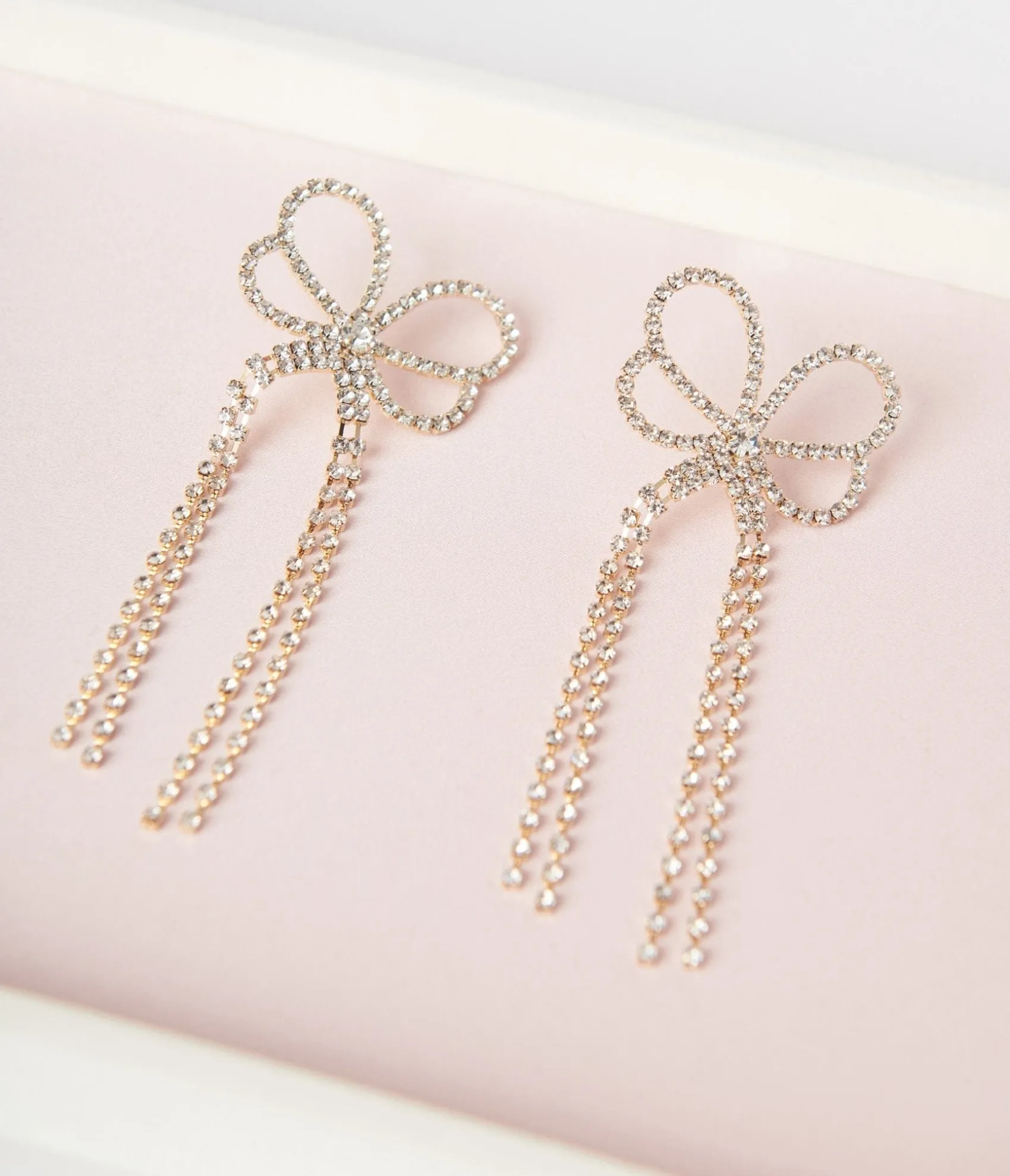 Unique Vintage Gold & Silver Rhinestone Bow Dangle Earrings Shop