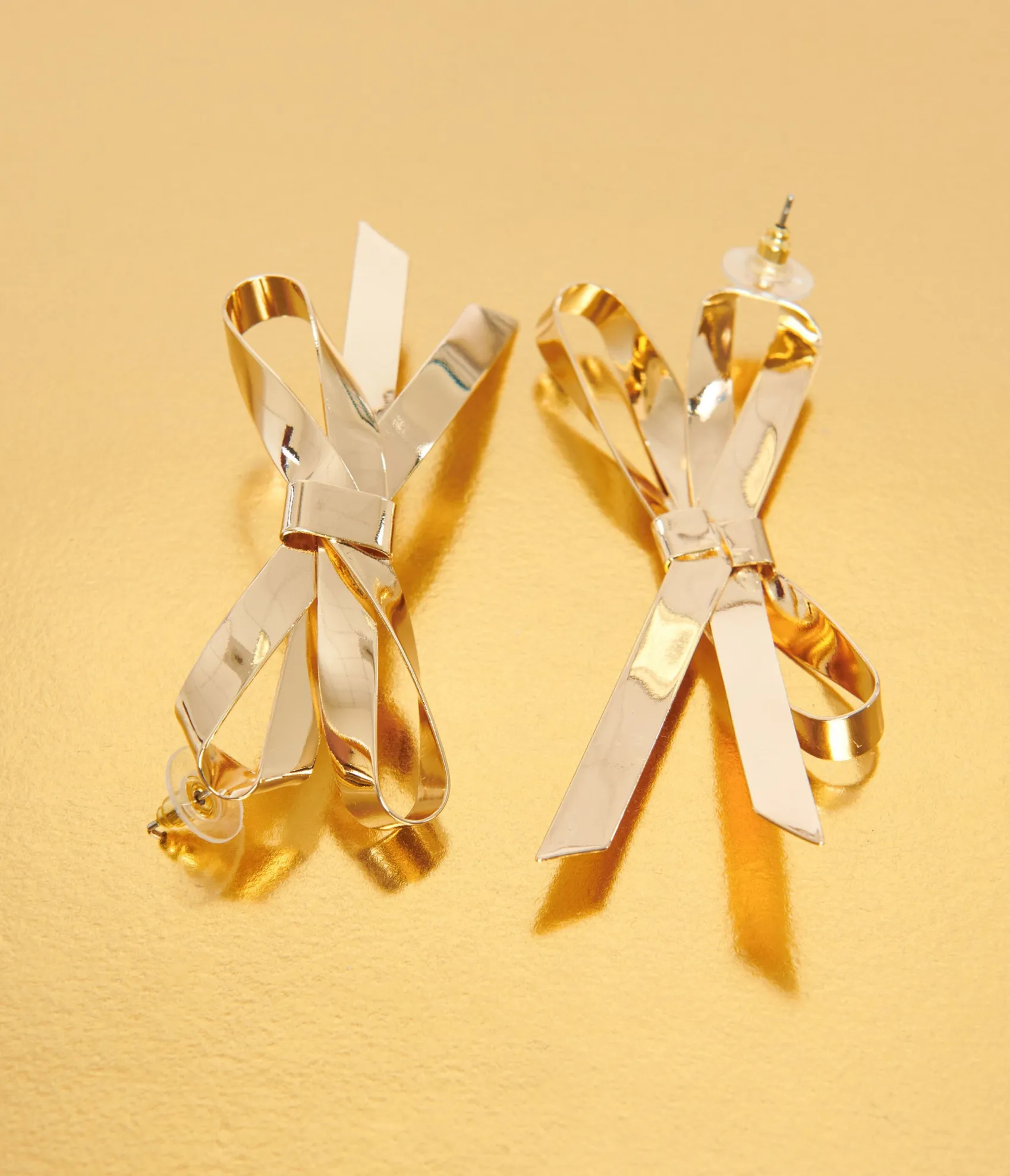 Unique Vintage Gold Bow Drop Earrings Fashion