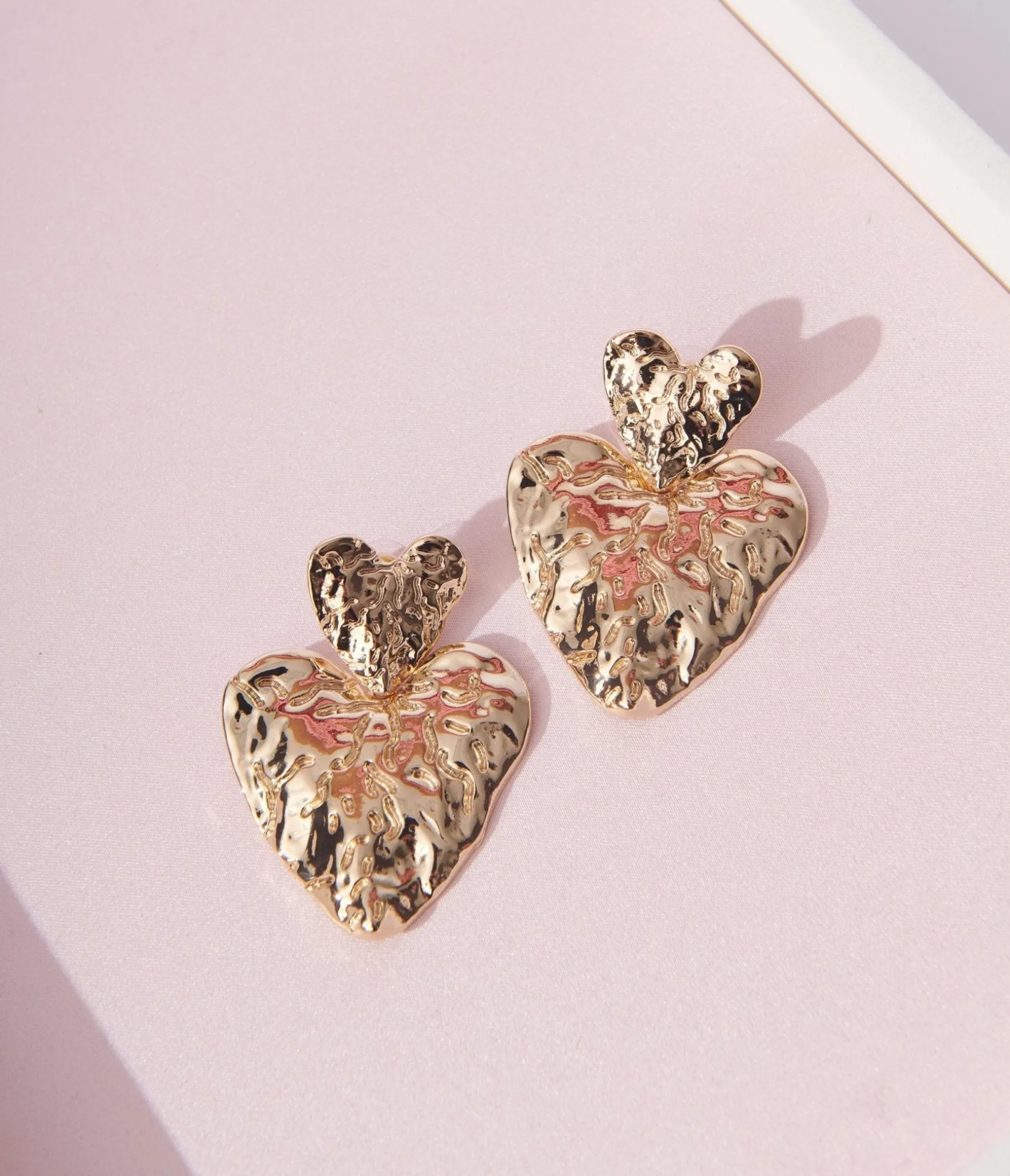 Unique Vintage Gold Melt Dual Heart Drop Earrings Store