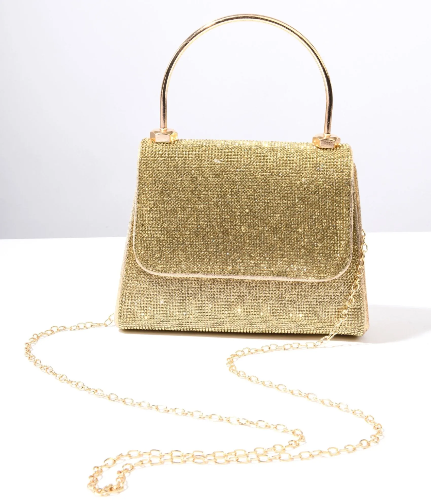 Unique Vintage Gold Rhinestone Mirror Metallic Mini Handbag Discount