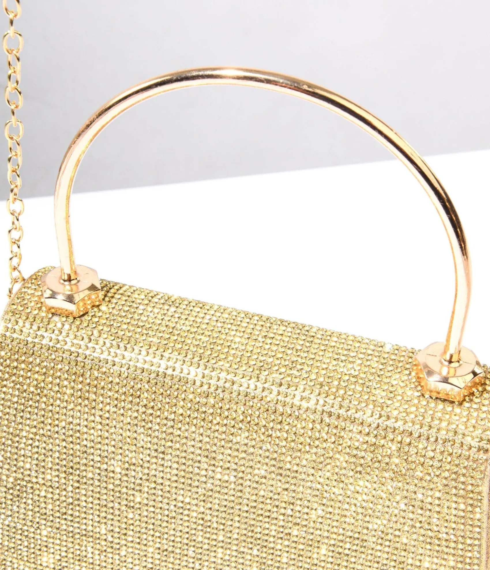 Unique Vintage Gold Rhinestone Mirror Metallic Mini Handbag Discount